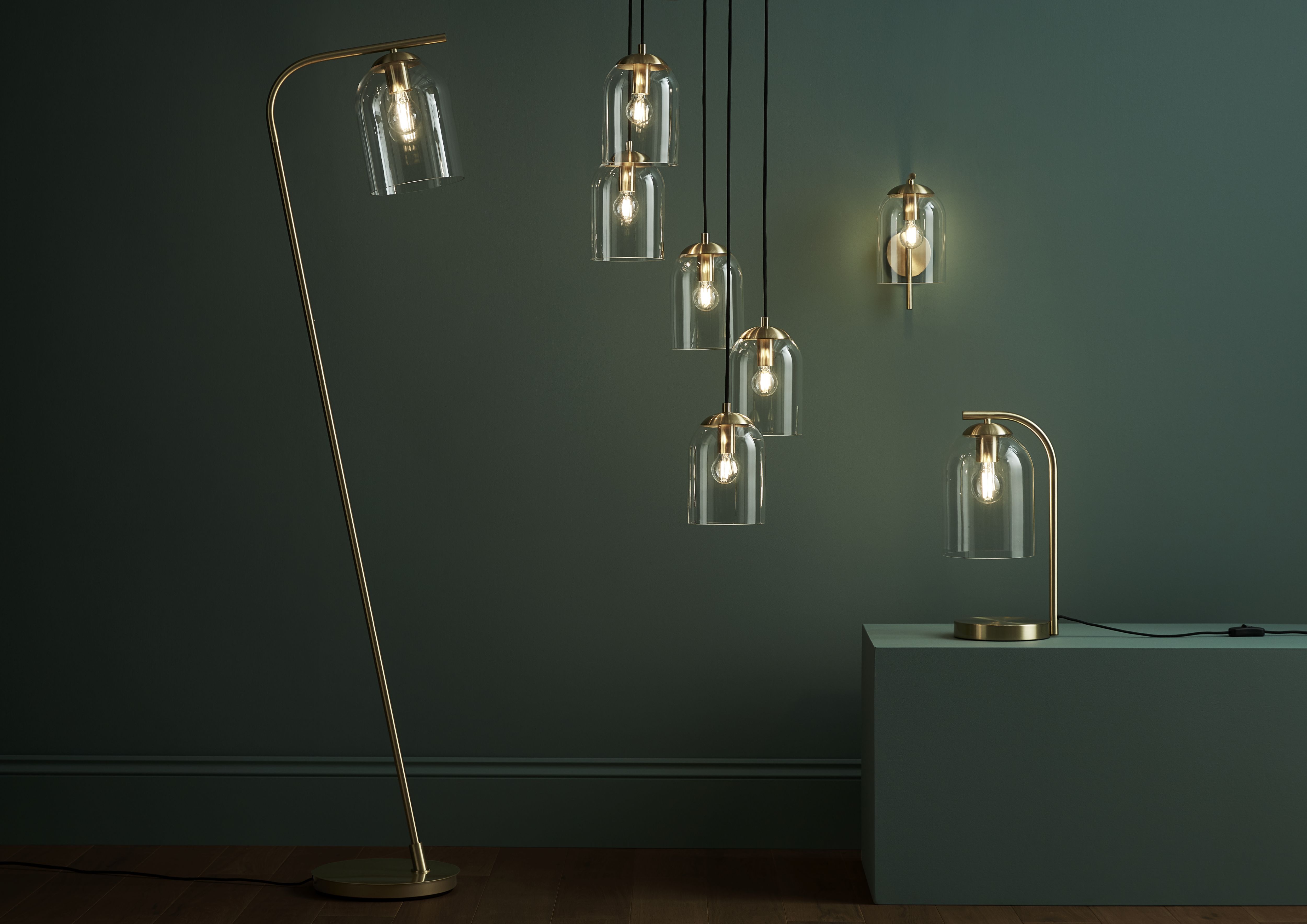 GoodHome Thestias Brass effect Wall light