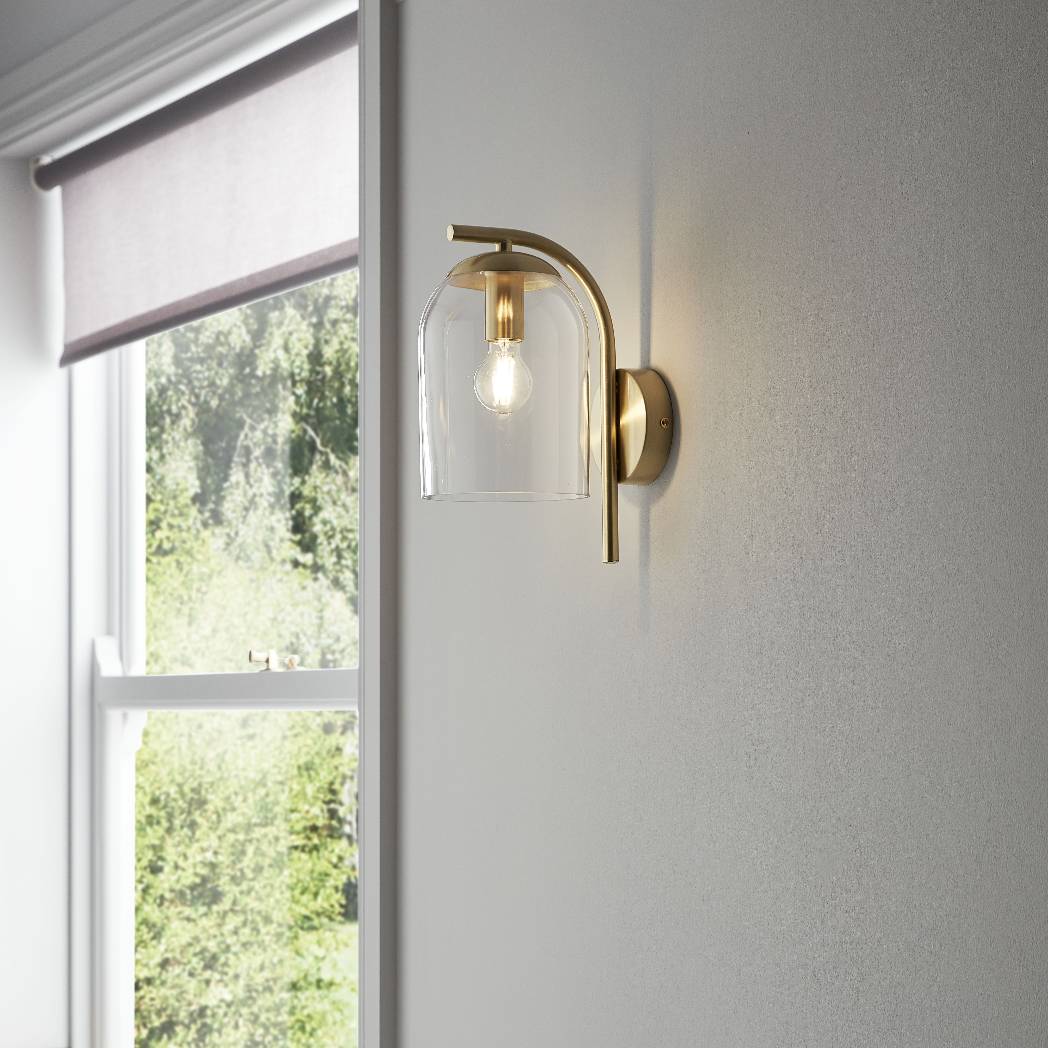 GoodHome Thestias Brass effect Wall light