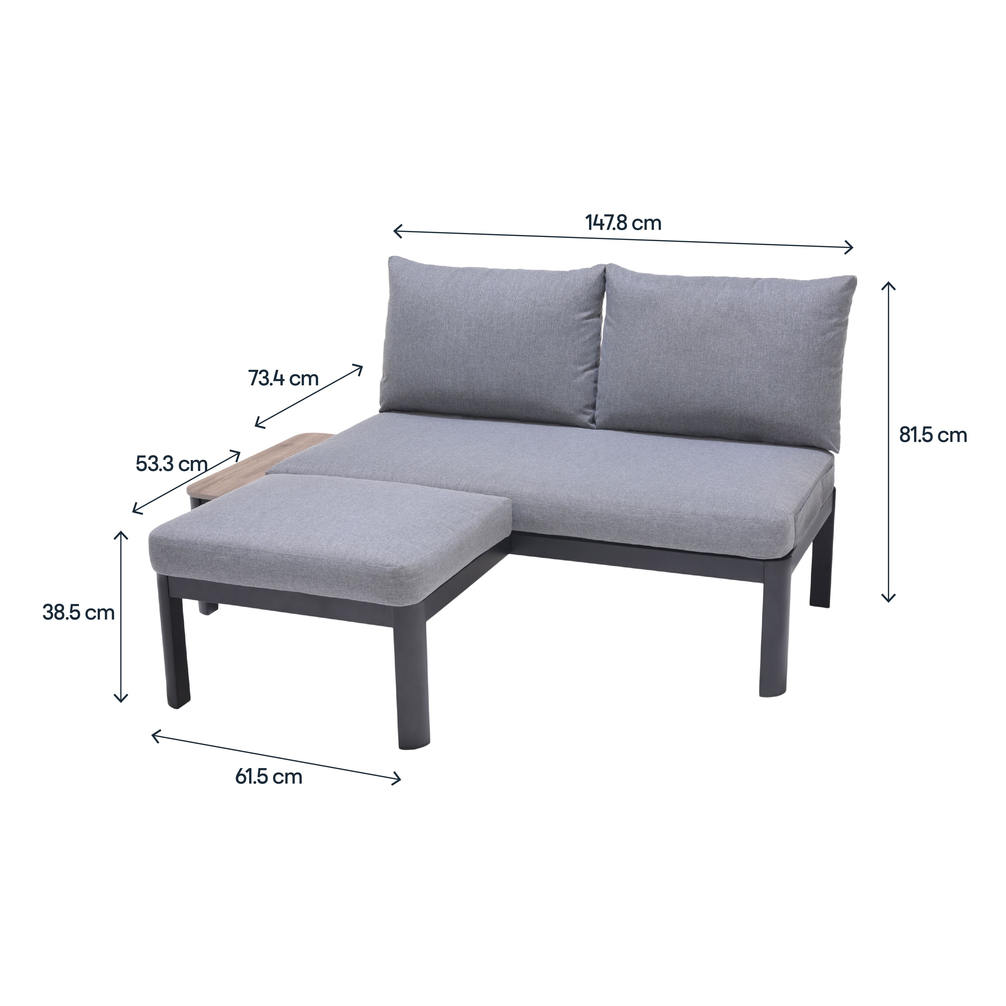 GoodHome Thilia Grey 2 Seater Modular corner Garden furniture set