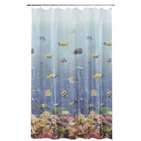 GoodHome Tholen Multicolour Seabed Shower curtain (L)1800mm