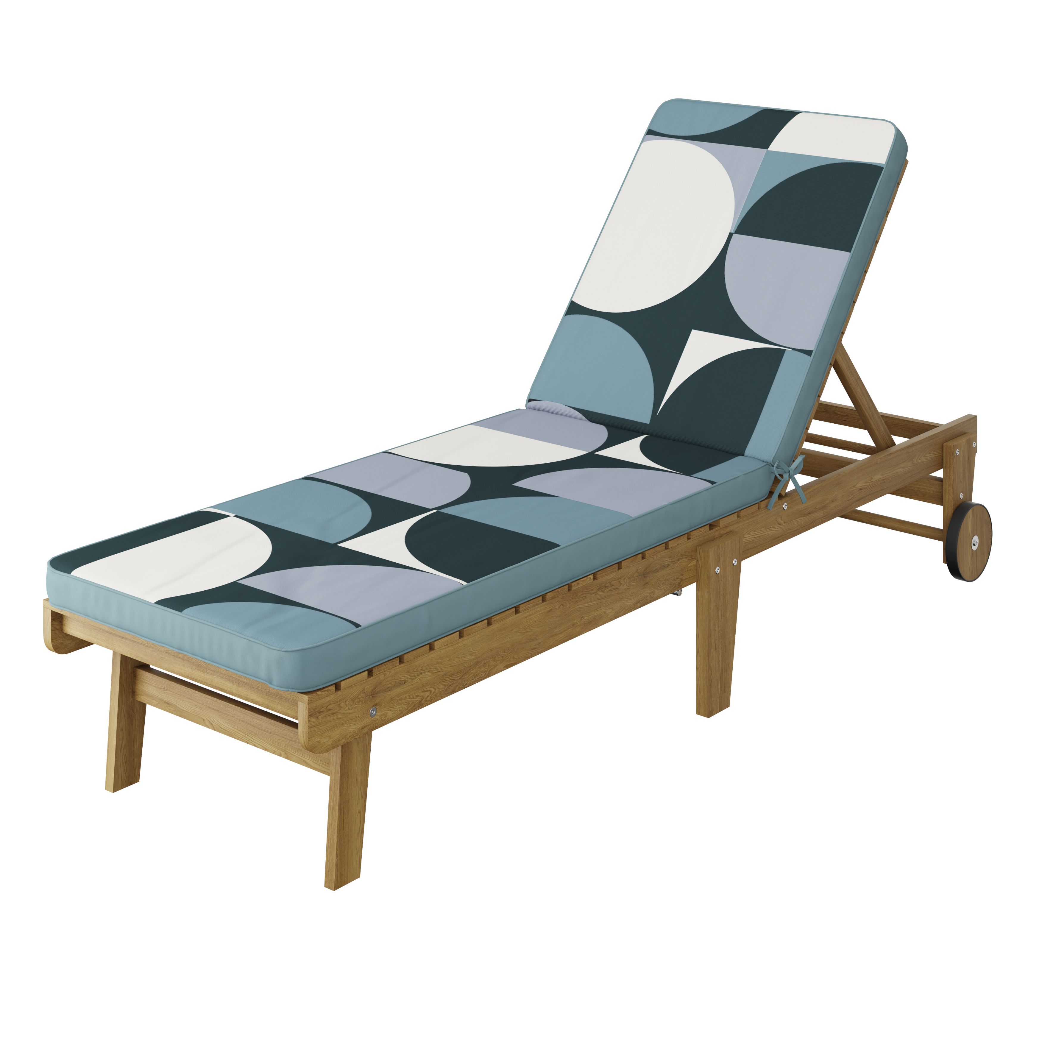 GoodHome Tiga Blue Totem Outdoor Sunlounger cushion (L)190cm x (W)55cm