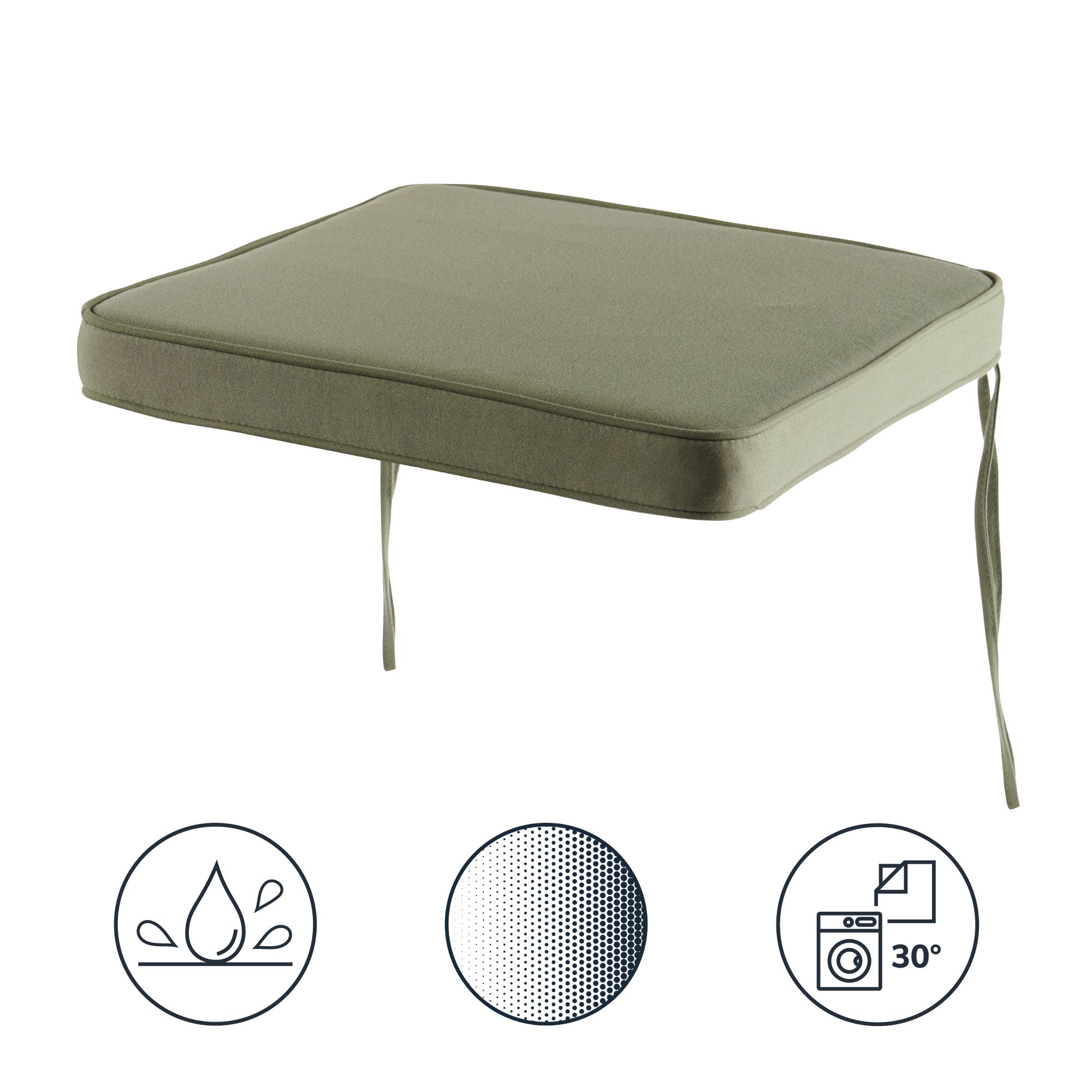 GoodHome Tiga Lichen green Plain Square Seat pad (L)40cm x (W)36cm