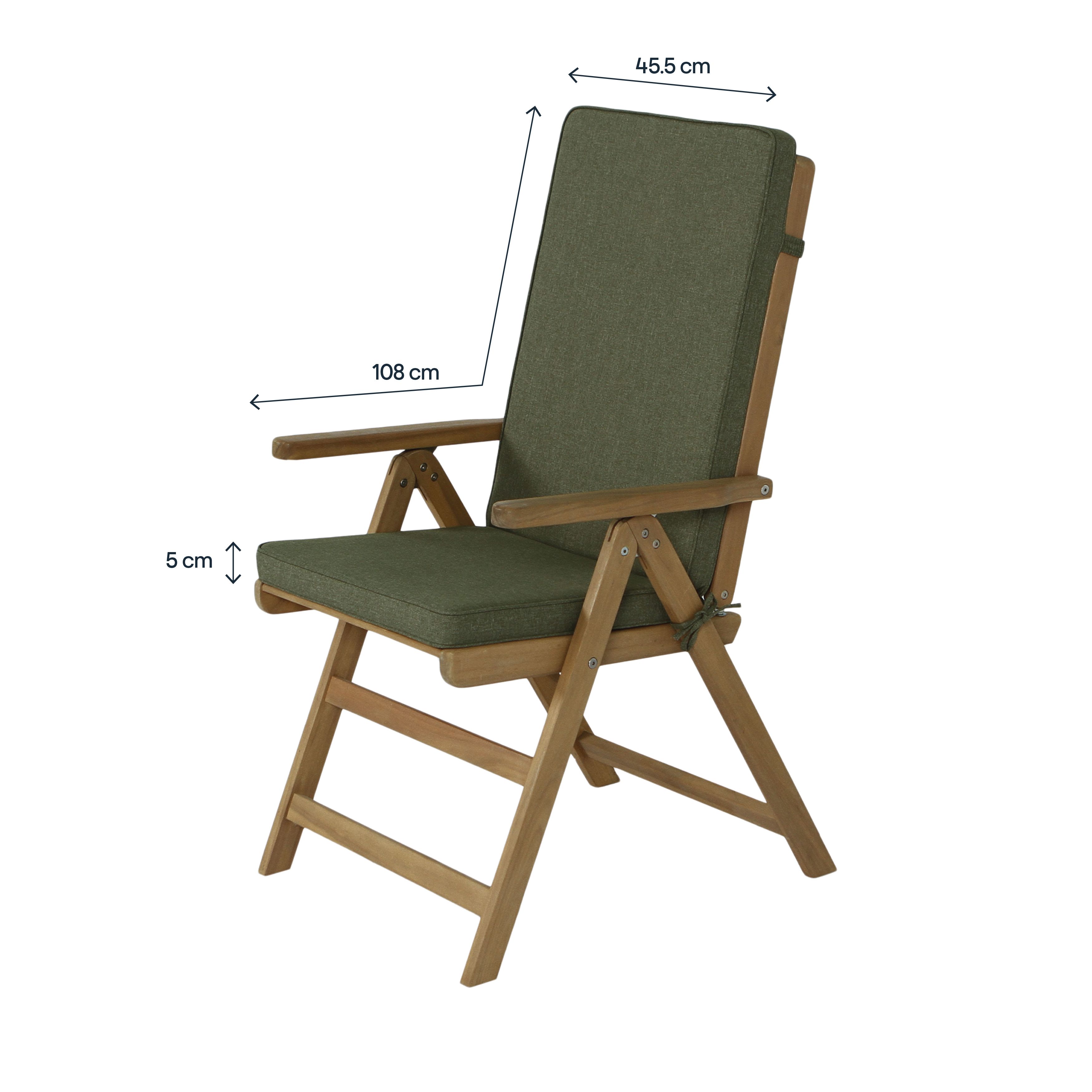 GoodHome Tiga Olive Green Rectangular High back seat cushion (L)108cm x (W)45.5cm