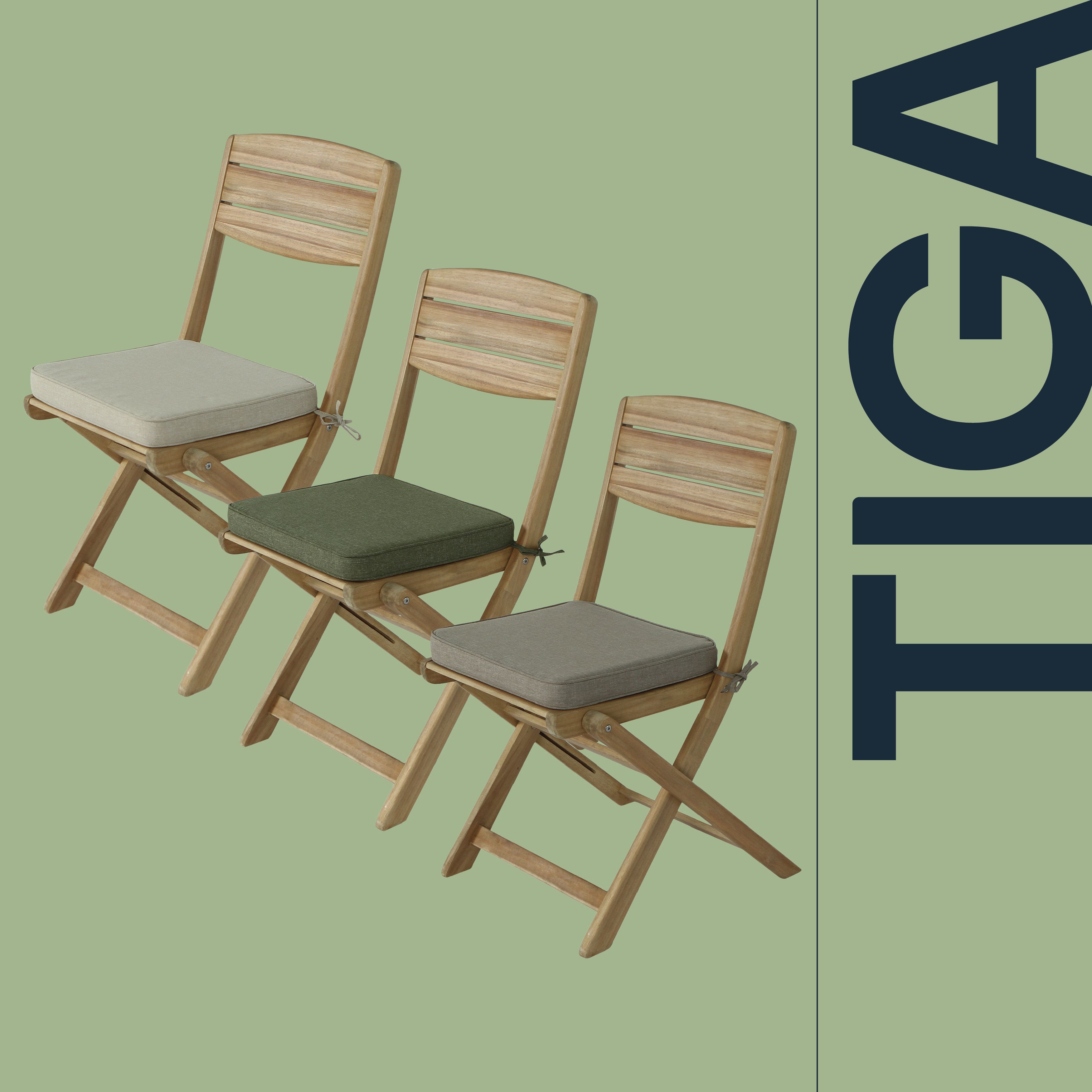 GoodHome Tiga Olive Green Square Seat pad (L)40cm x (W)38cm