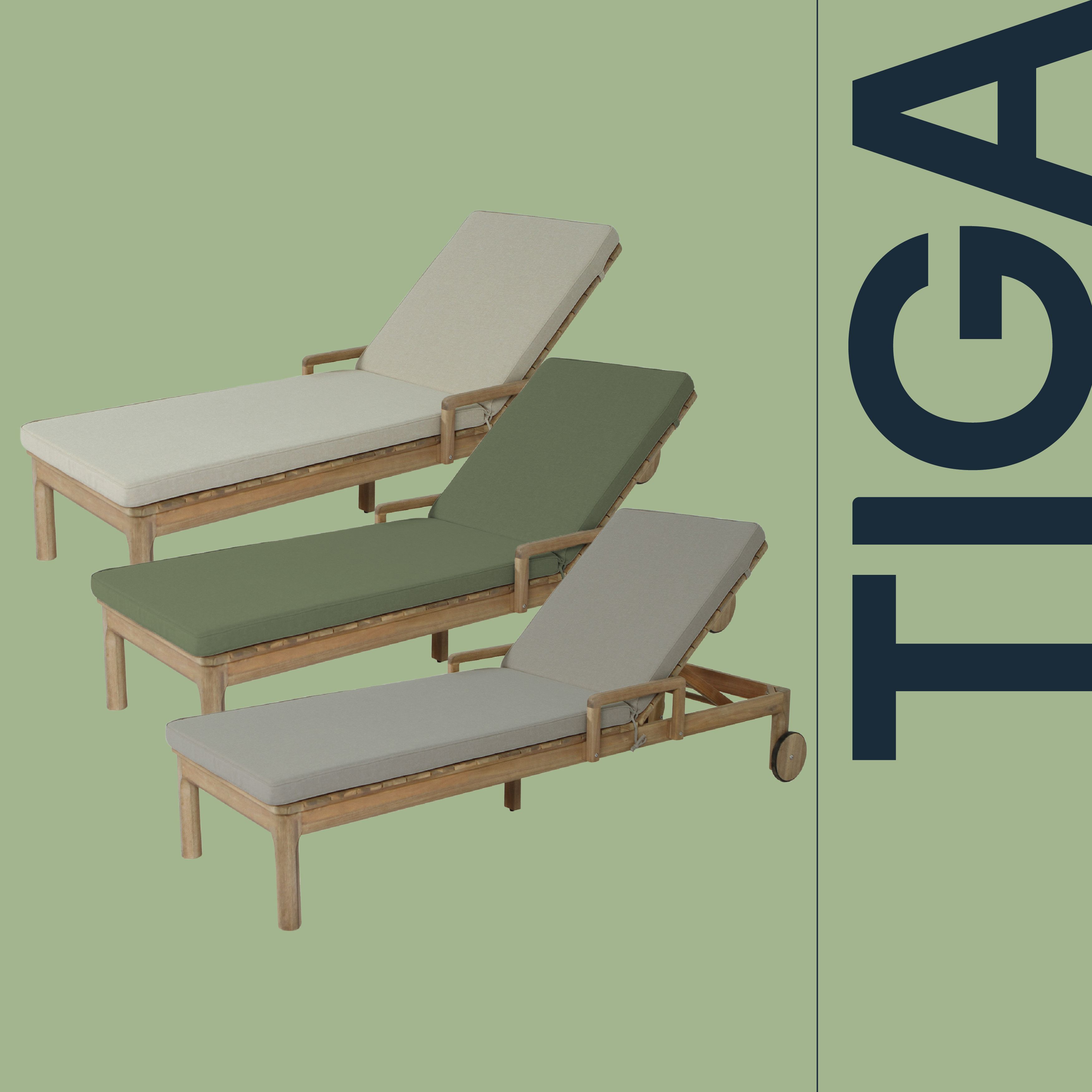 GoodHome Tiga Sand Sunlounger cushion (L)197cm