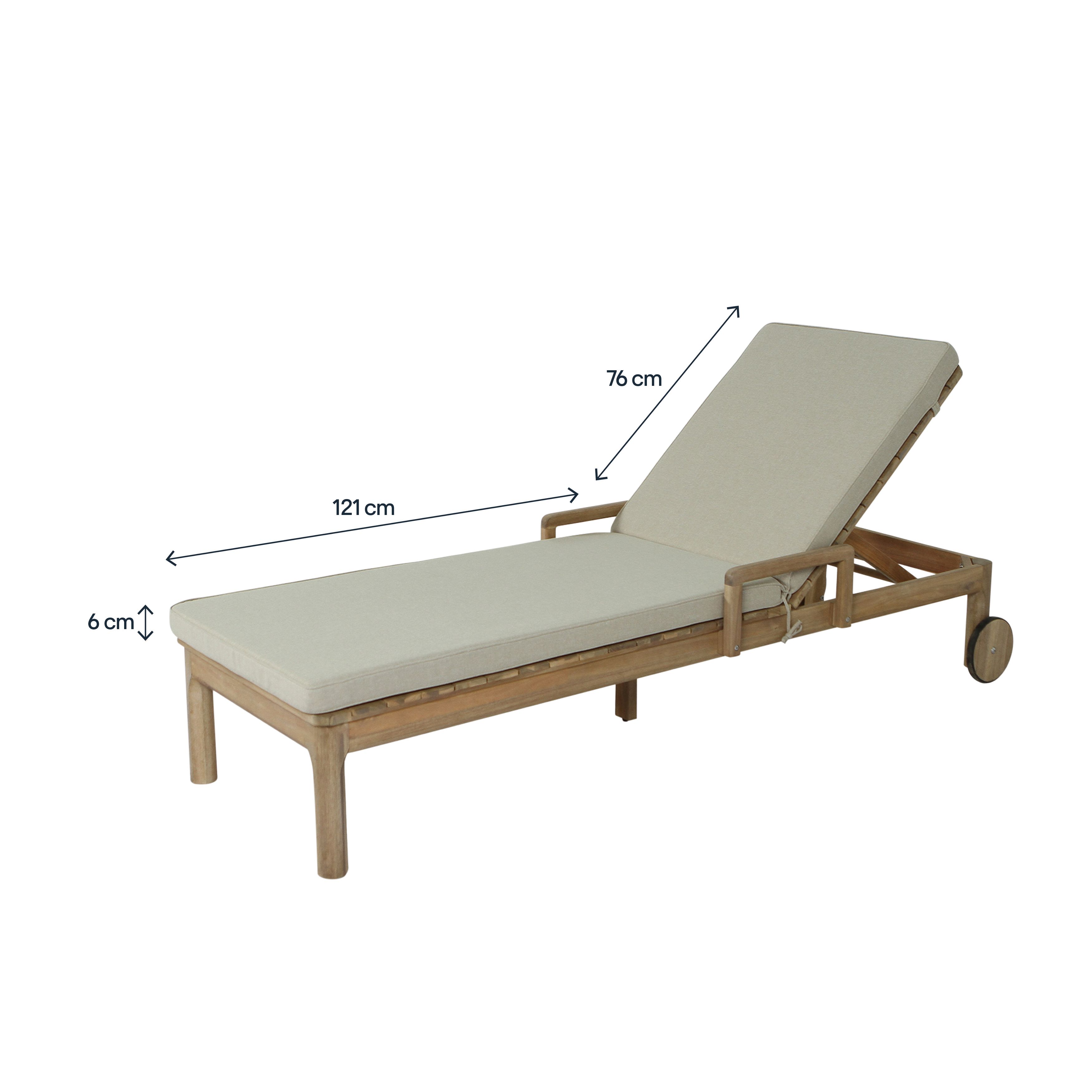 GoodHome Tiga Sand Sunlounger cushion (L)197cm