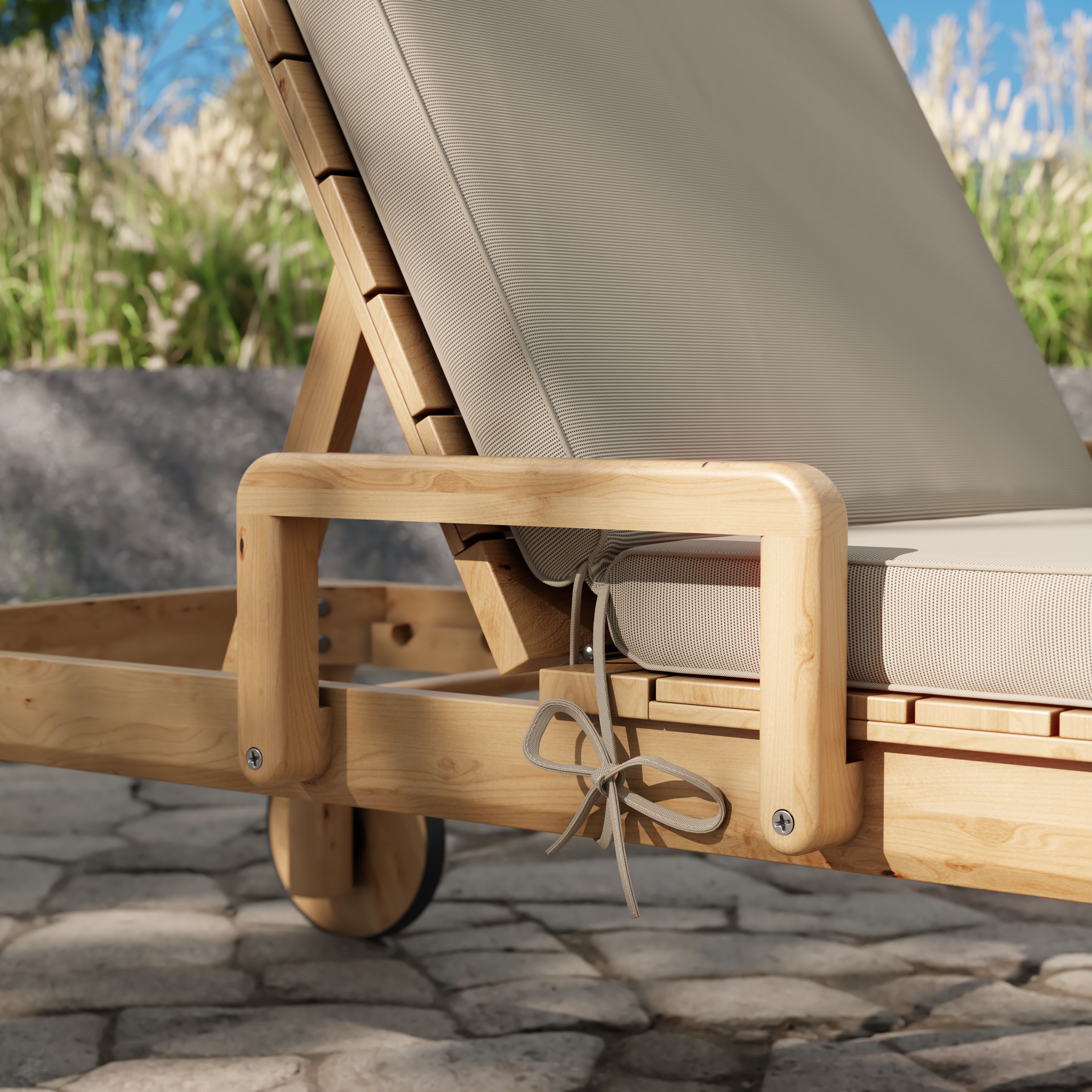 GoodHome Tiga Sand Sunlounger cushion (L)197cm