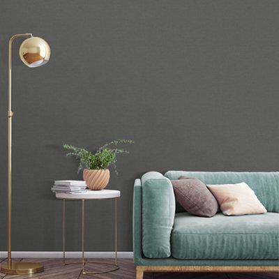 GoodHome Tille Dark grey Woven effect Textured Wallpaper