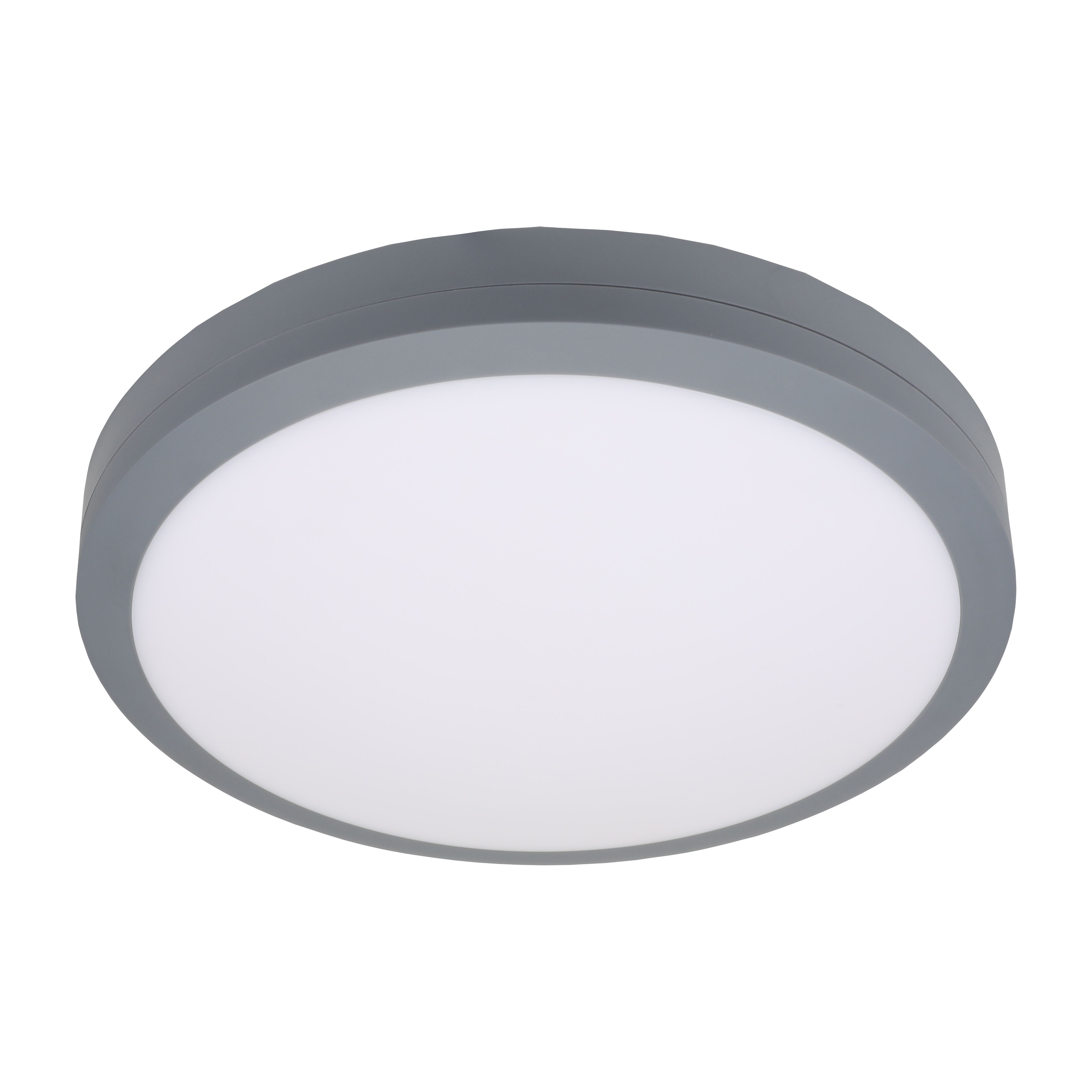 GoodHome Tilman Grey Wired LED Bulkhead light (Dia) 39cm