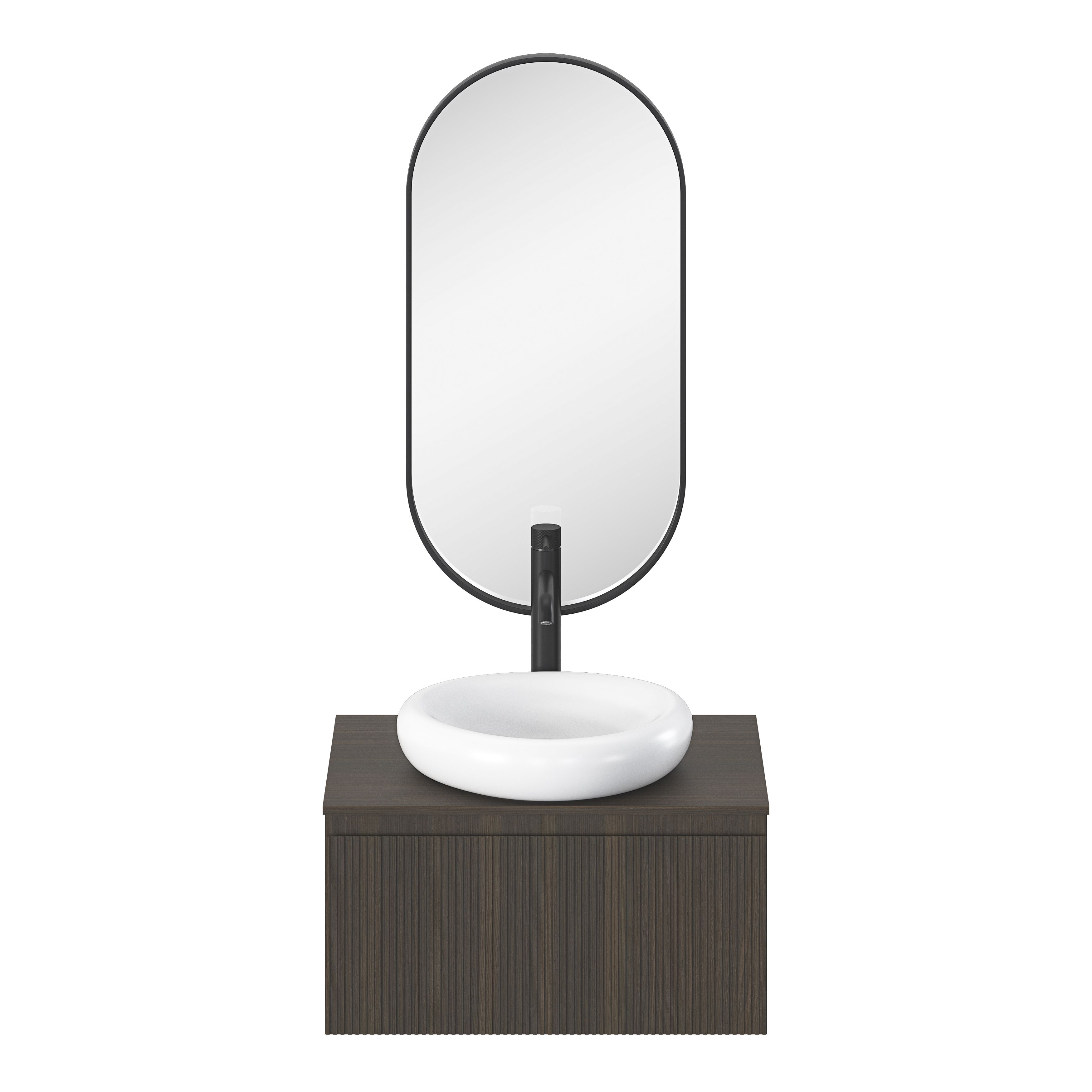 GoodHome Tisa Black Oval Wall-mounted Bathroom Mirror (H)80cm (W)40cm