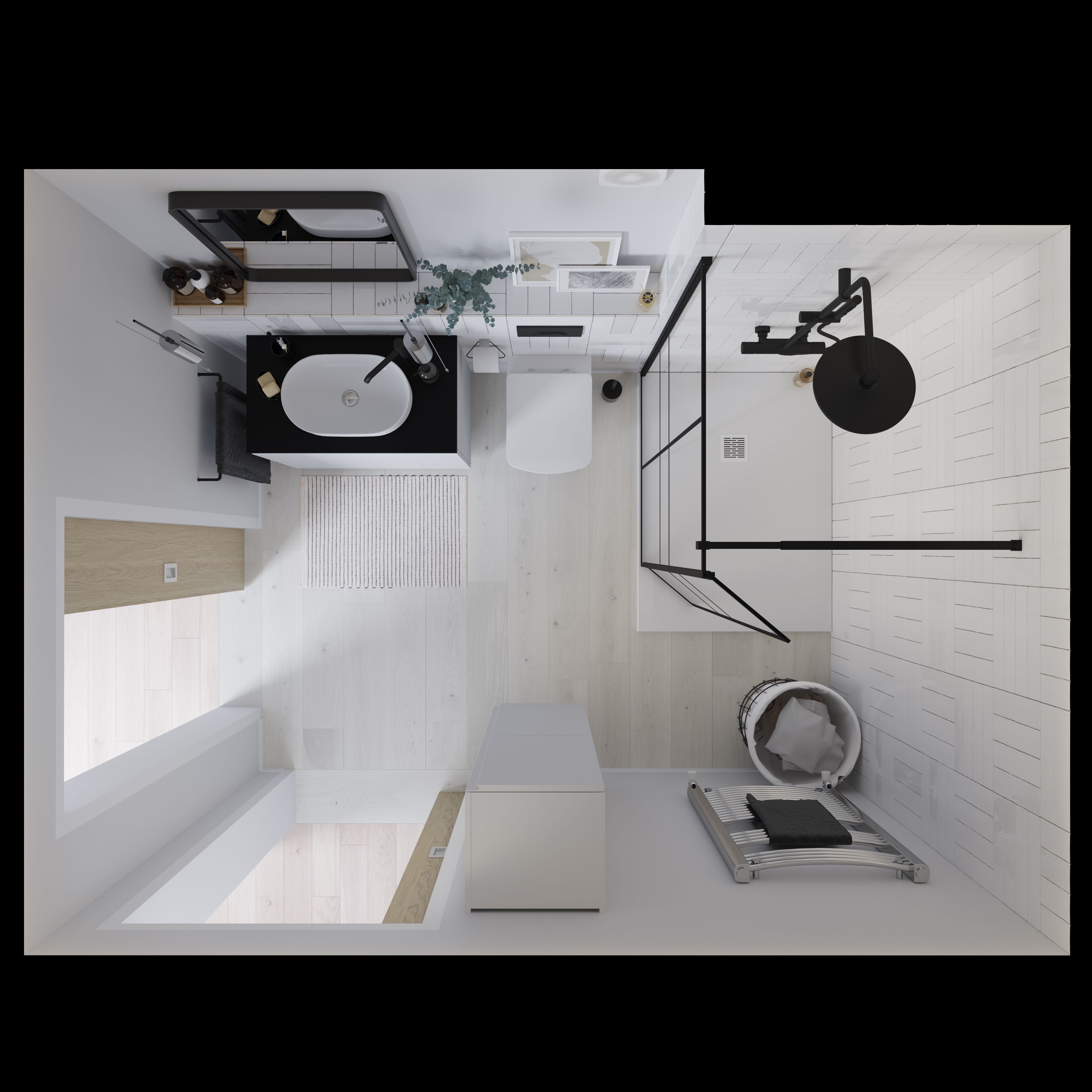 GoodHome Tisa Black Rectangular Wall-mounted Bathroom Mirror (H)60cm (W)80cm