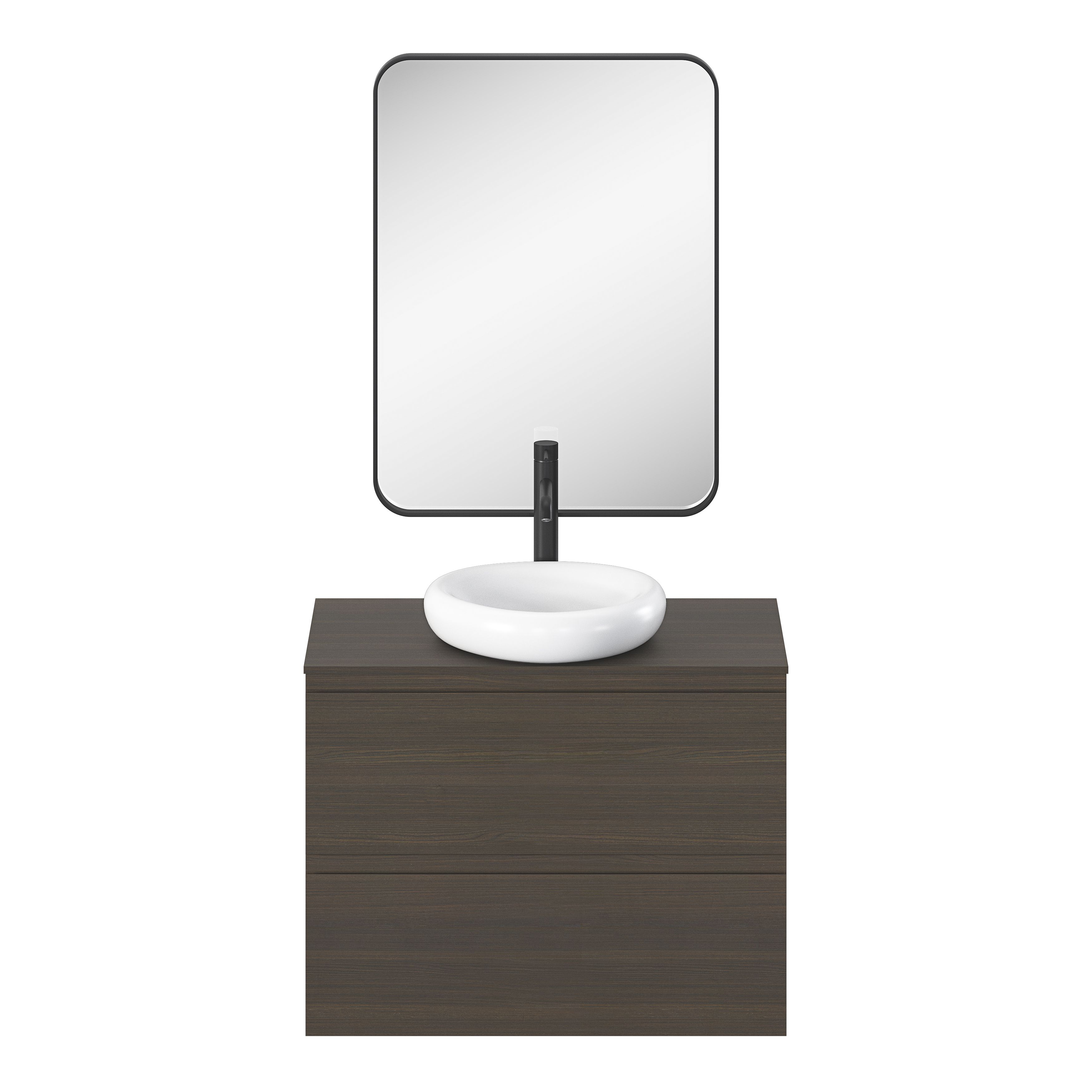 GoodHome Tisa Black Oval Wall-mounted Bathroom Mirror (H)80cm (W 