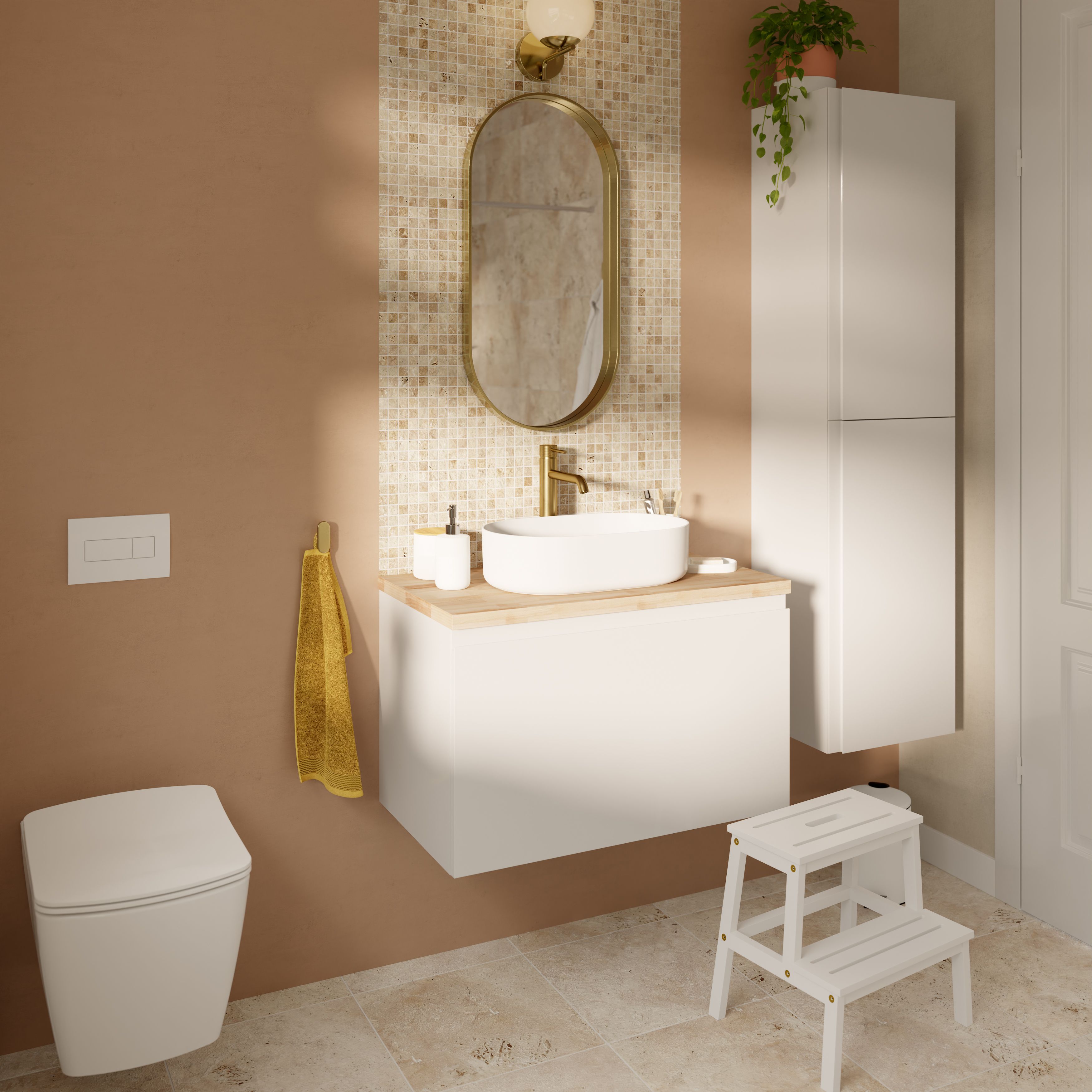 GoodHome Tisa Gold effect Oval Wall-mounted Bathroom Mirror (H)80cm (W)40cm