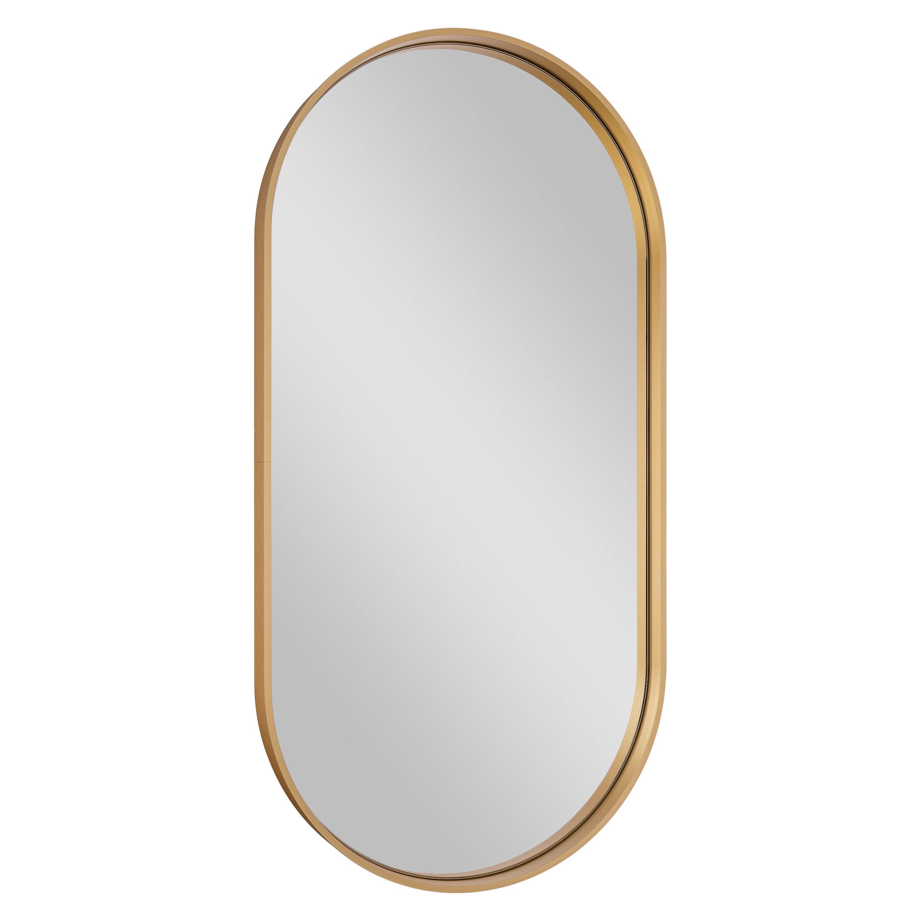 GoodHome Tisa Gold effect Oval Wall-mounted Bathroom Mirror (H)80cm (W)40cm