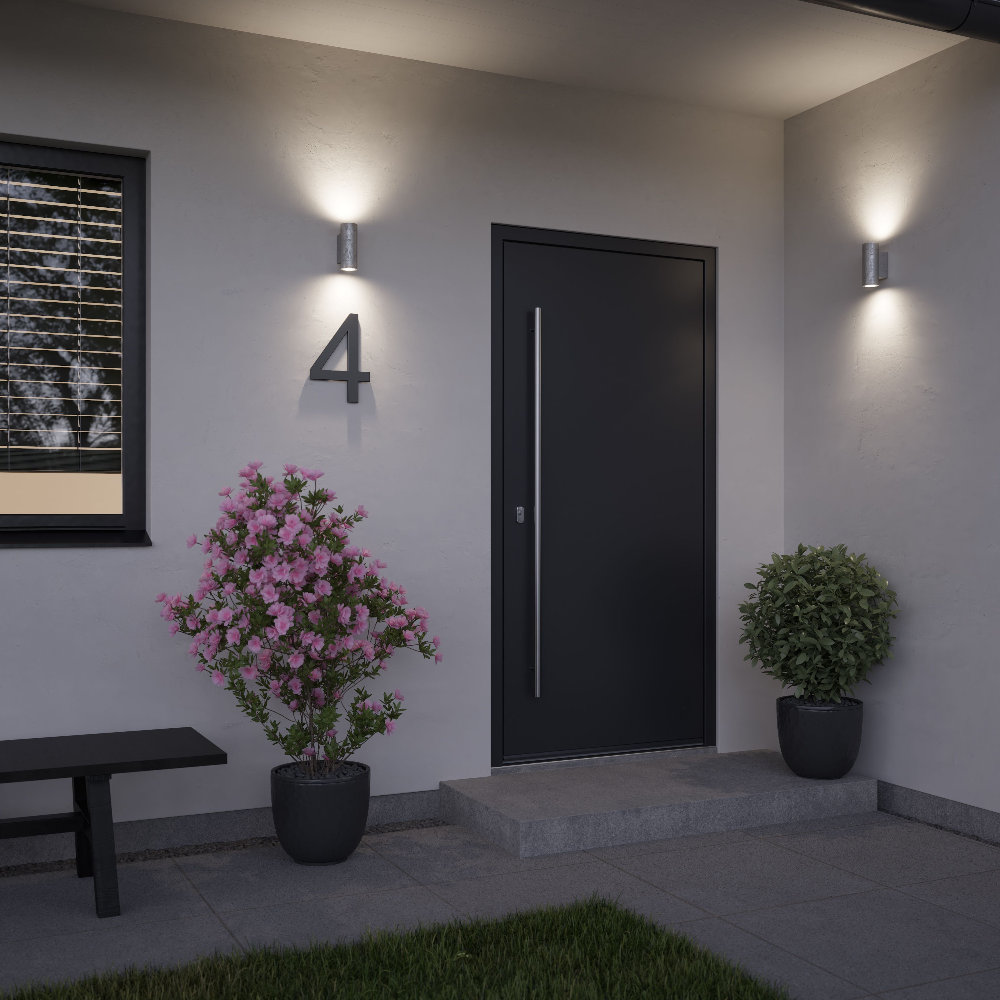 GoodHome Tongoa Fixed Silver Mains-powered Outdoor Double Wall light