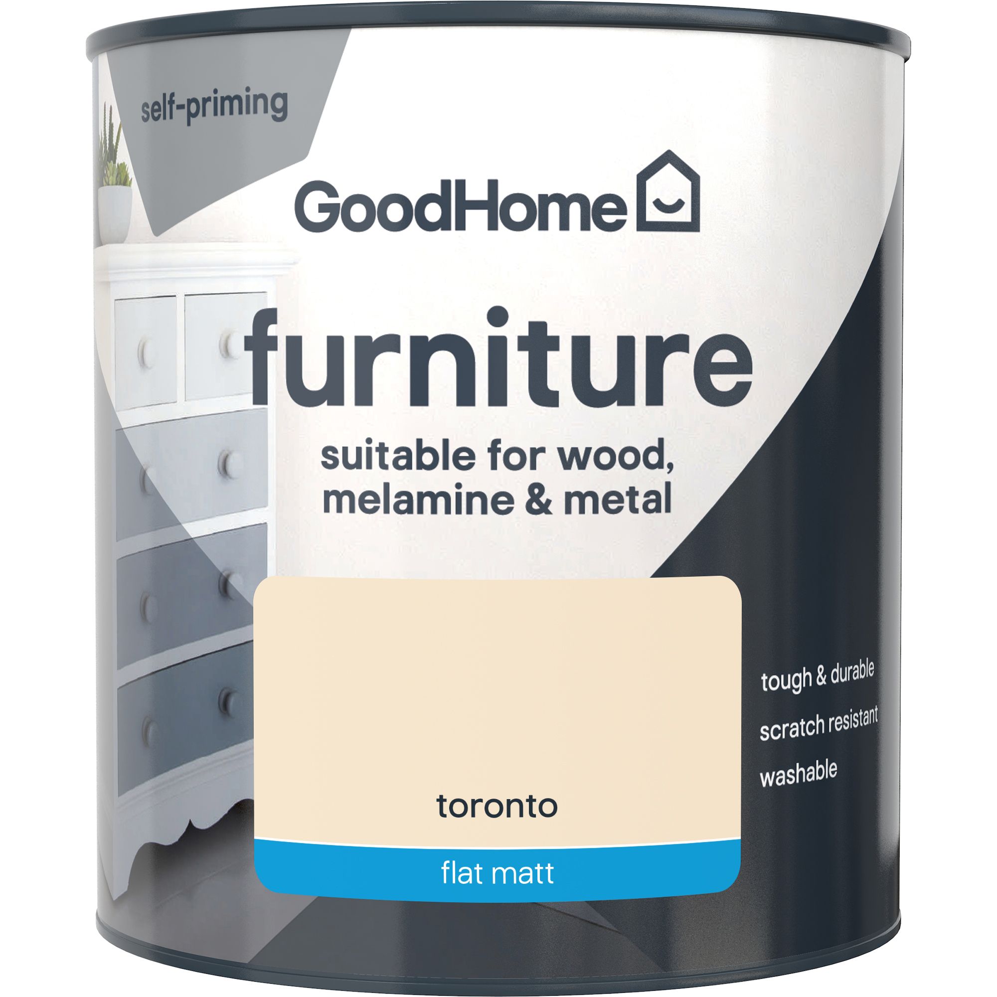 GoodHome Toronto Flat matt Furniture paint, 500ml