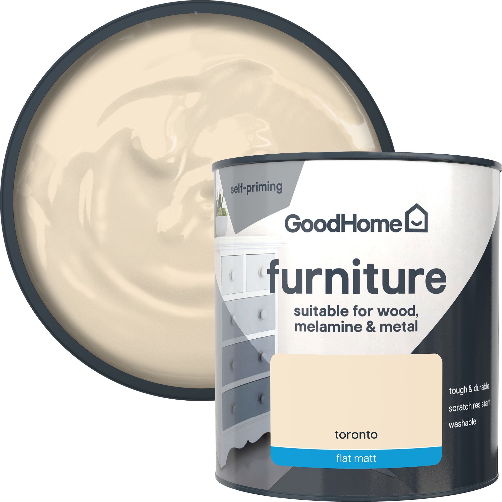GoodHome Toronto Flat matt Furniture paint, 500ml
