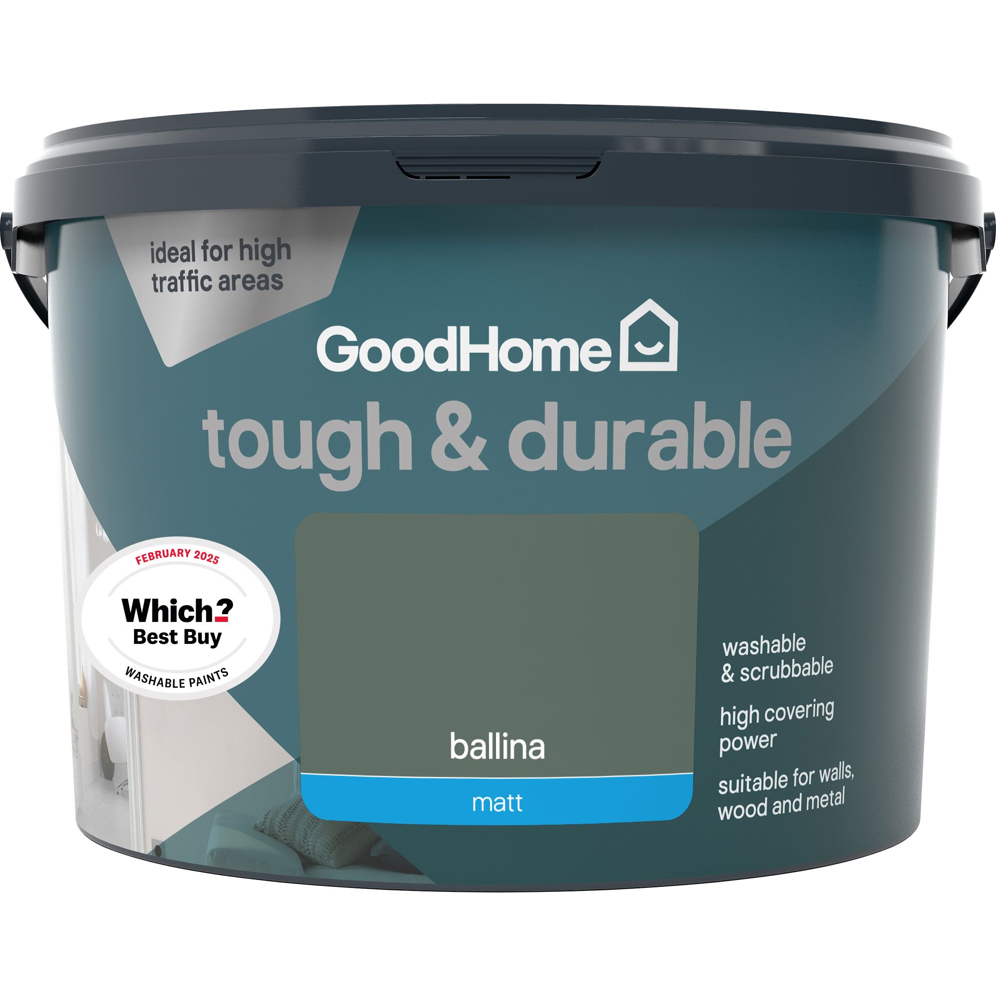 GoodHome Tough & Durable Ballina Matt Emulsion paint, 2.5L