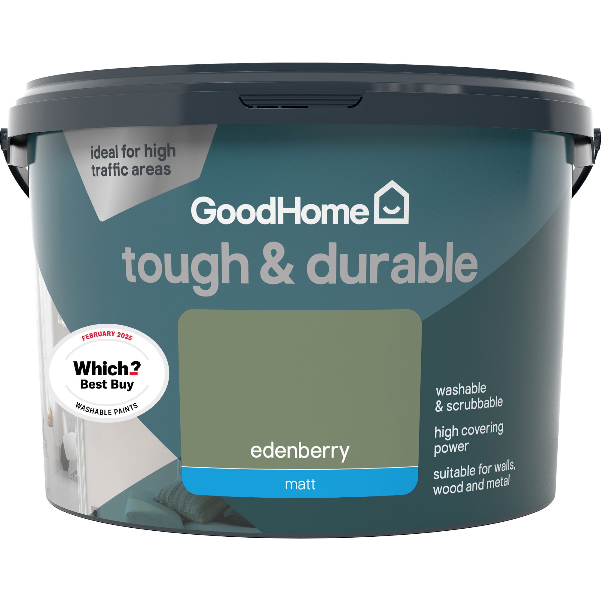 GoodHome Tough & Durable Edenberry Matt Emulsion paint, 2.5L