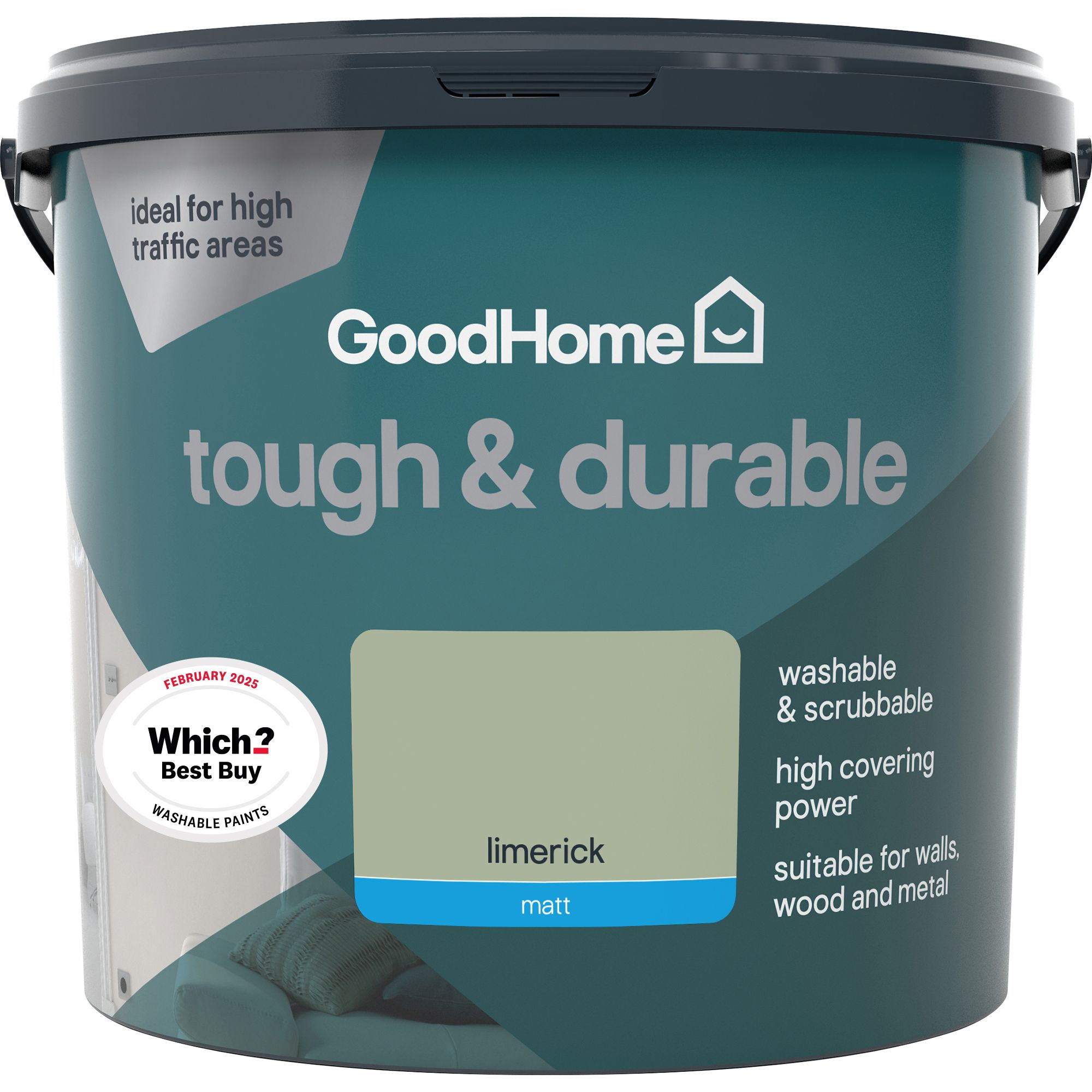 GoodHome Tough & Durable Limerick Matt Emulsion paint, 5L