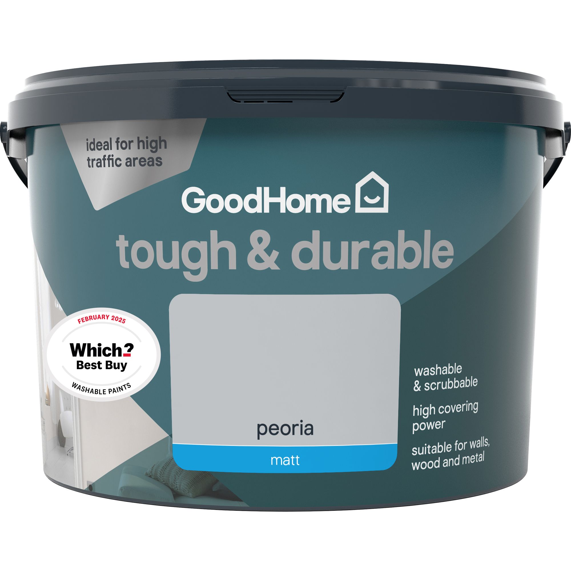 GoodHome Tough & Durable Peoria Matt Emulsion paint, 2.5L