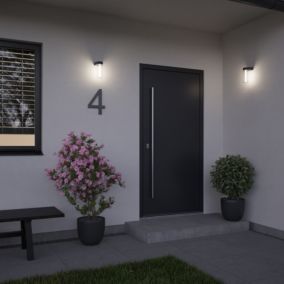 GoodHome Trinidad Fixed Matt Black Mains-powered (wired) Integrated LED Outdoor Wall light 550lm