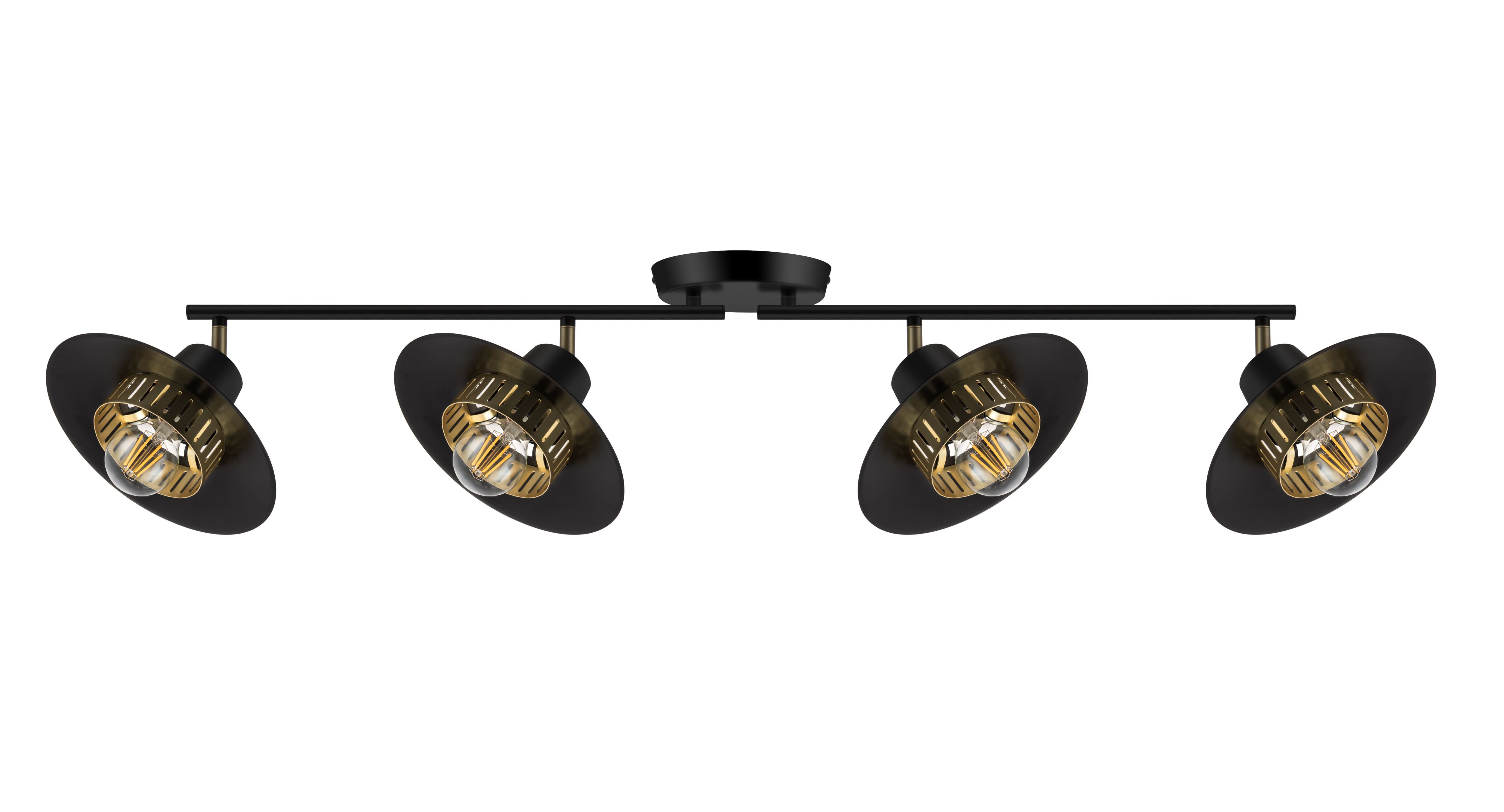 GoodHome Tube Matt Metal Black 4 Lamp LED Ceiling light