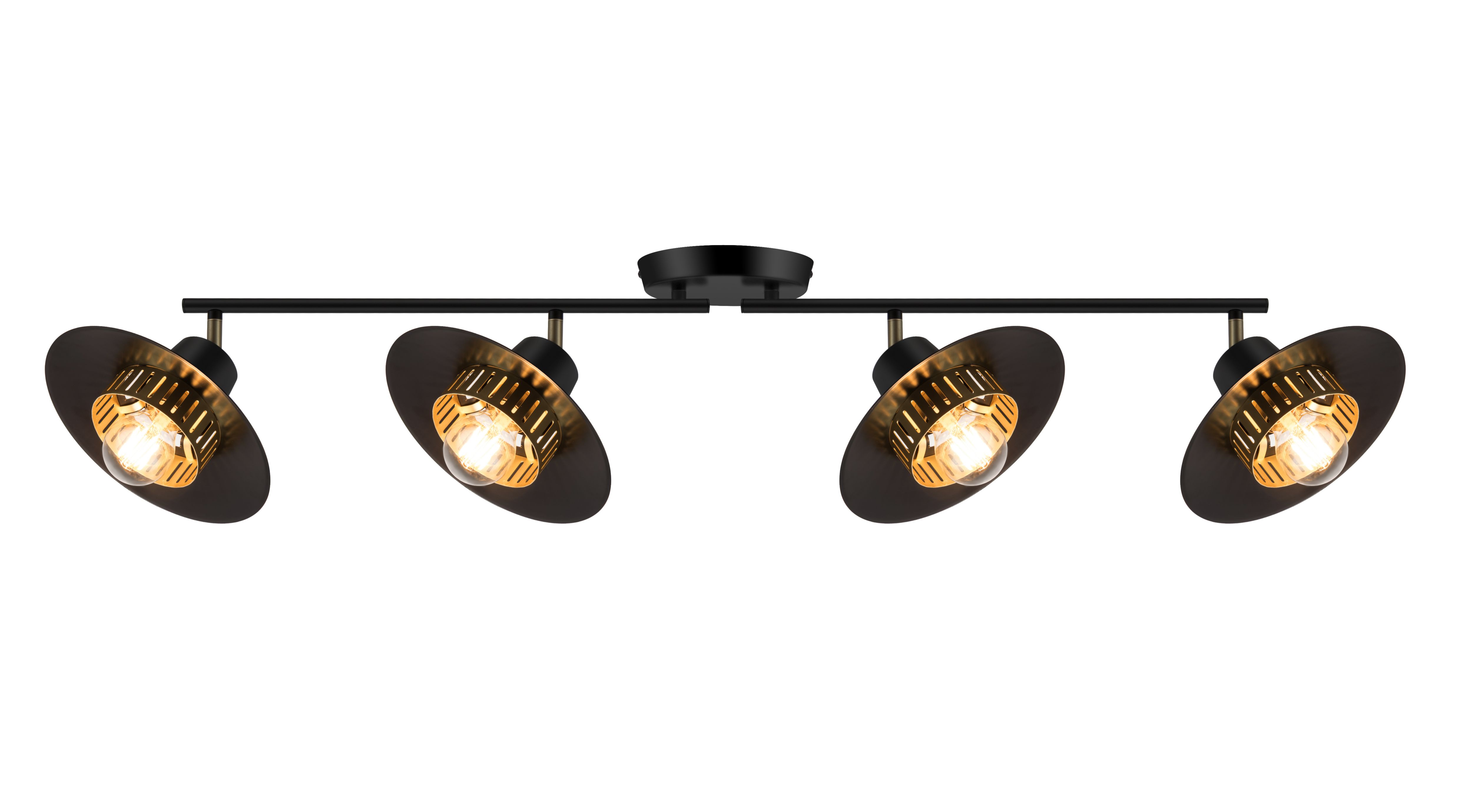GoodHome Tube Matt Metal Black 4 Lamp LED Ceiling light
