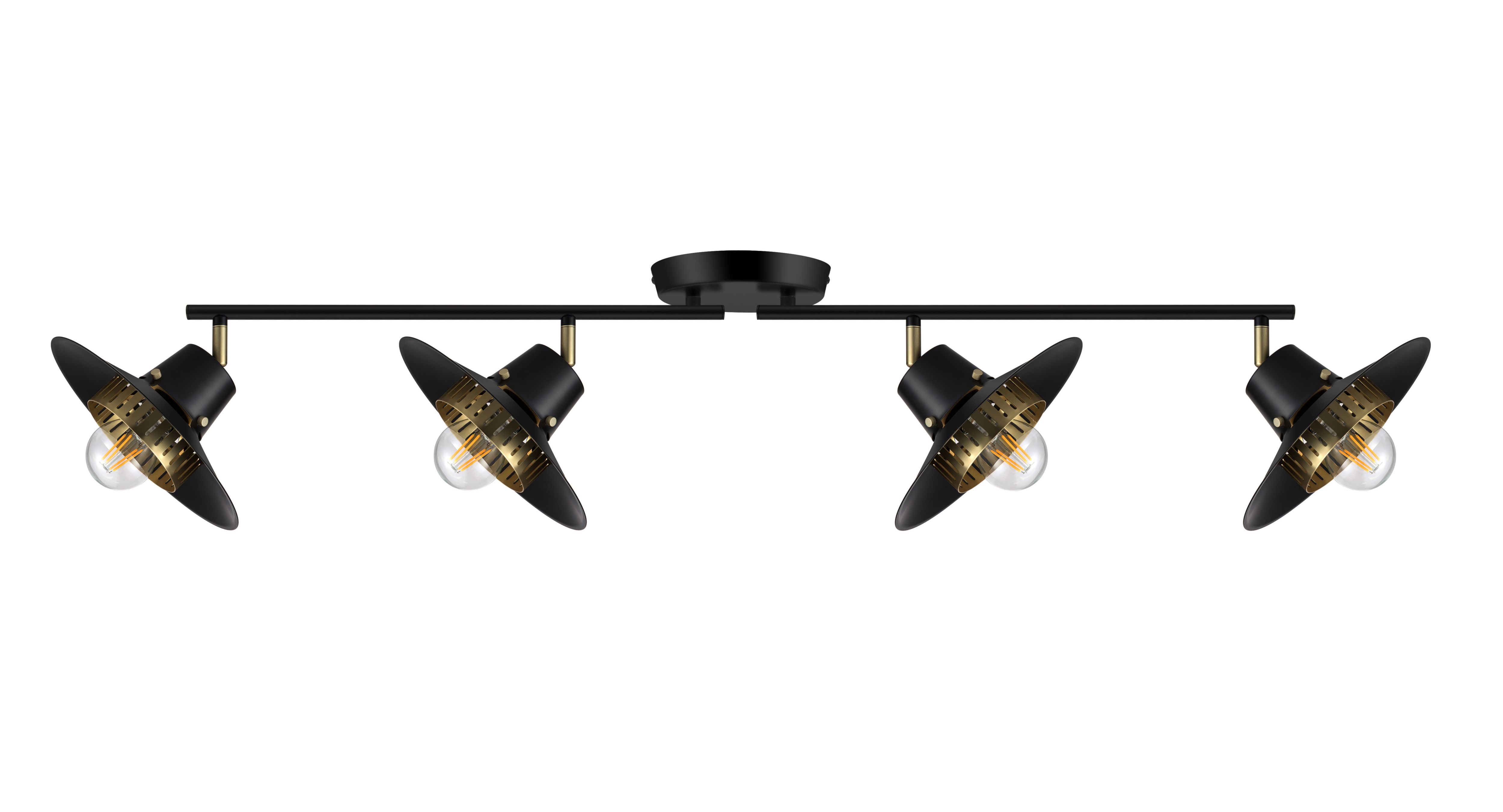 GoodHome Tube Matt Metal Black 4 Lamp LED Ceiling light