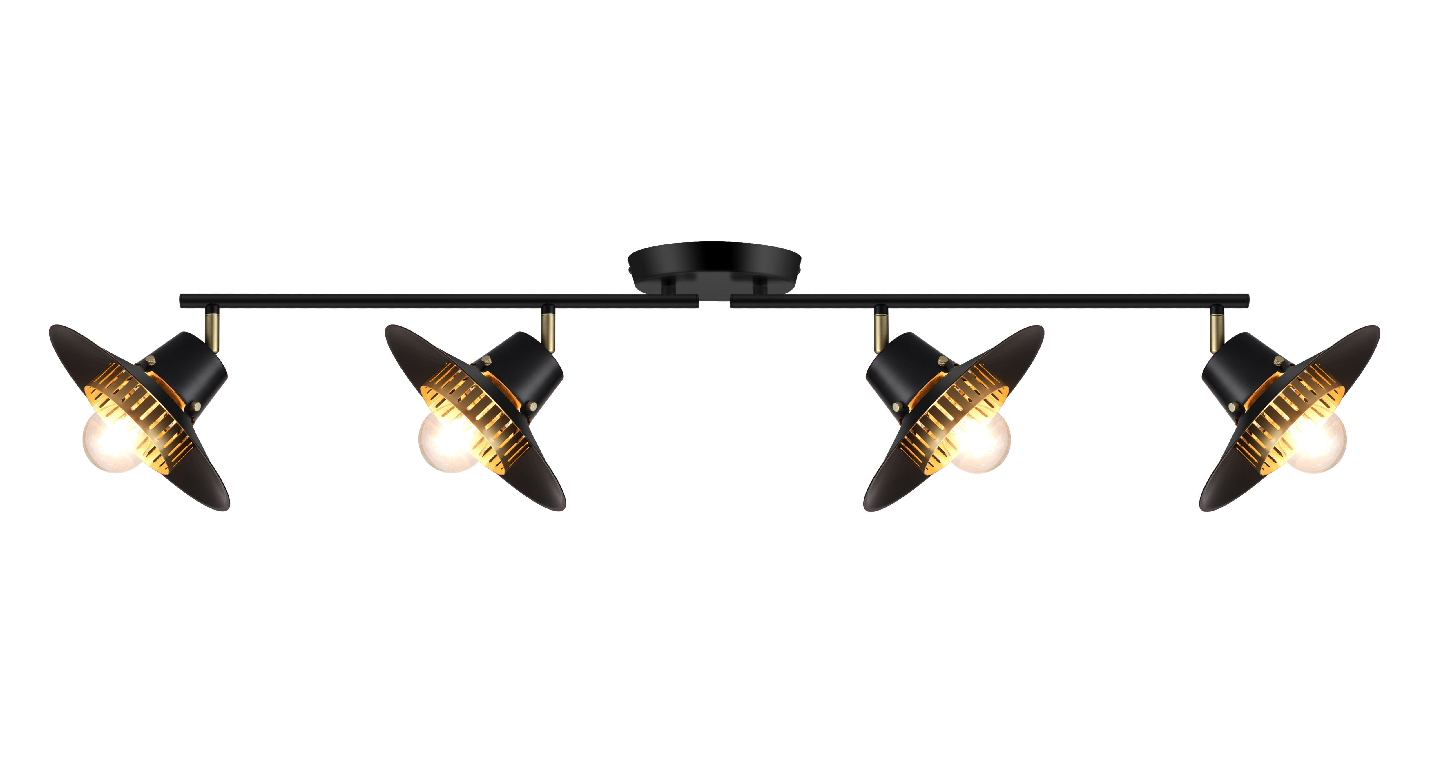 GoodHome Tube Matt Metal Black 4 Lamp LED Ceiling light