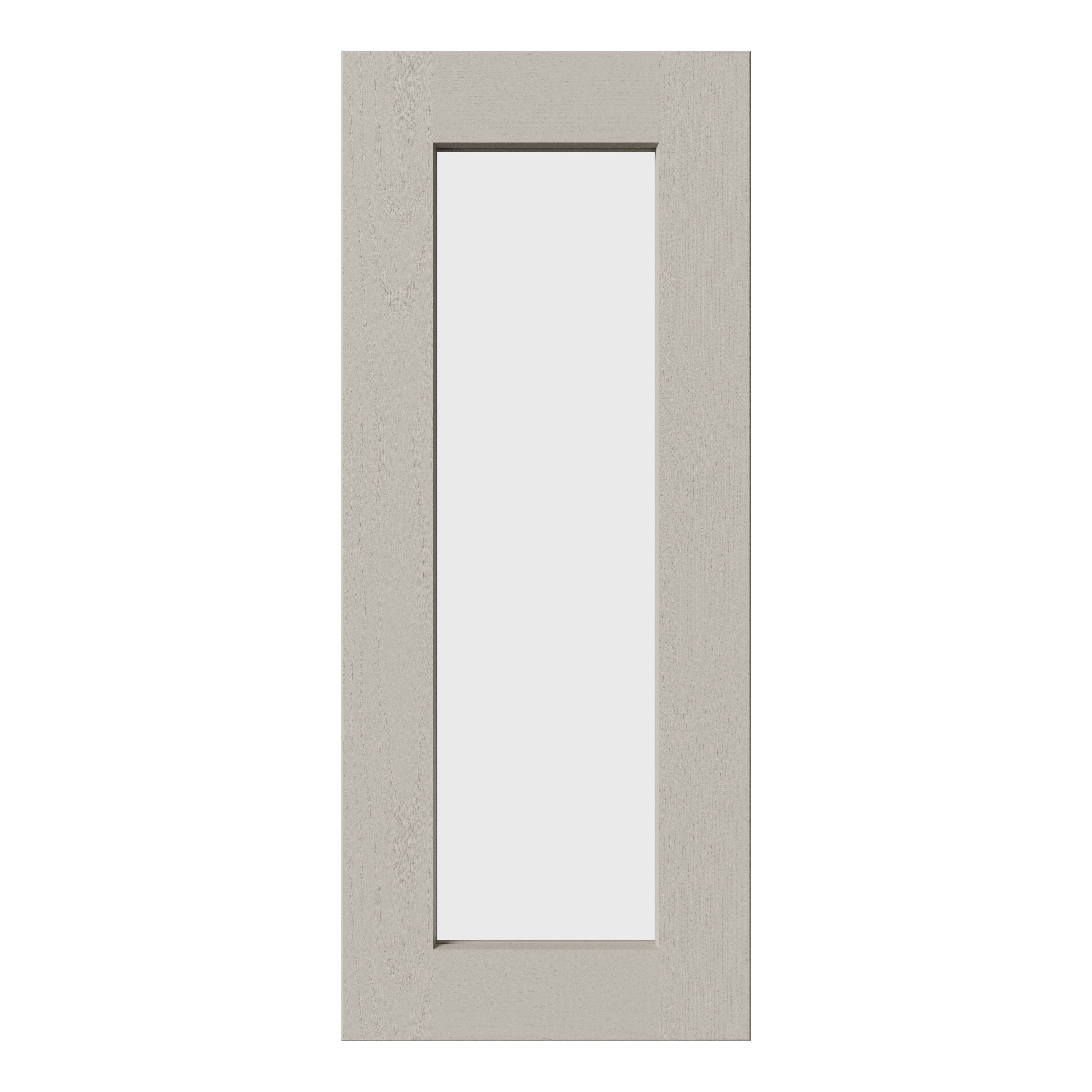 GoodHome Tydeman Matt pebble Shaker Glazed Base/wall Cabinet door (W)300mm (H)715mm (T)20mm