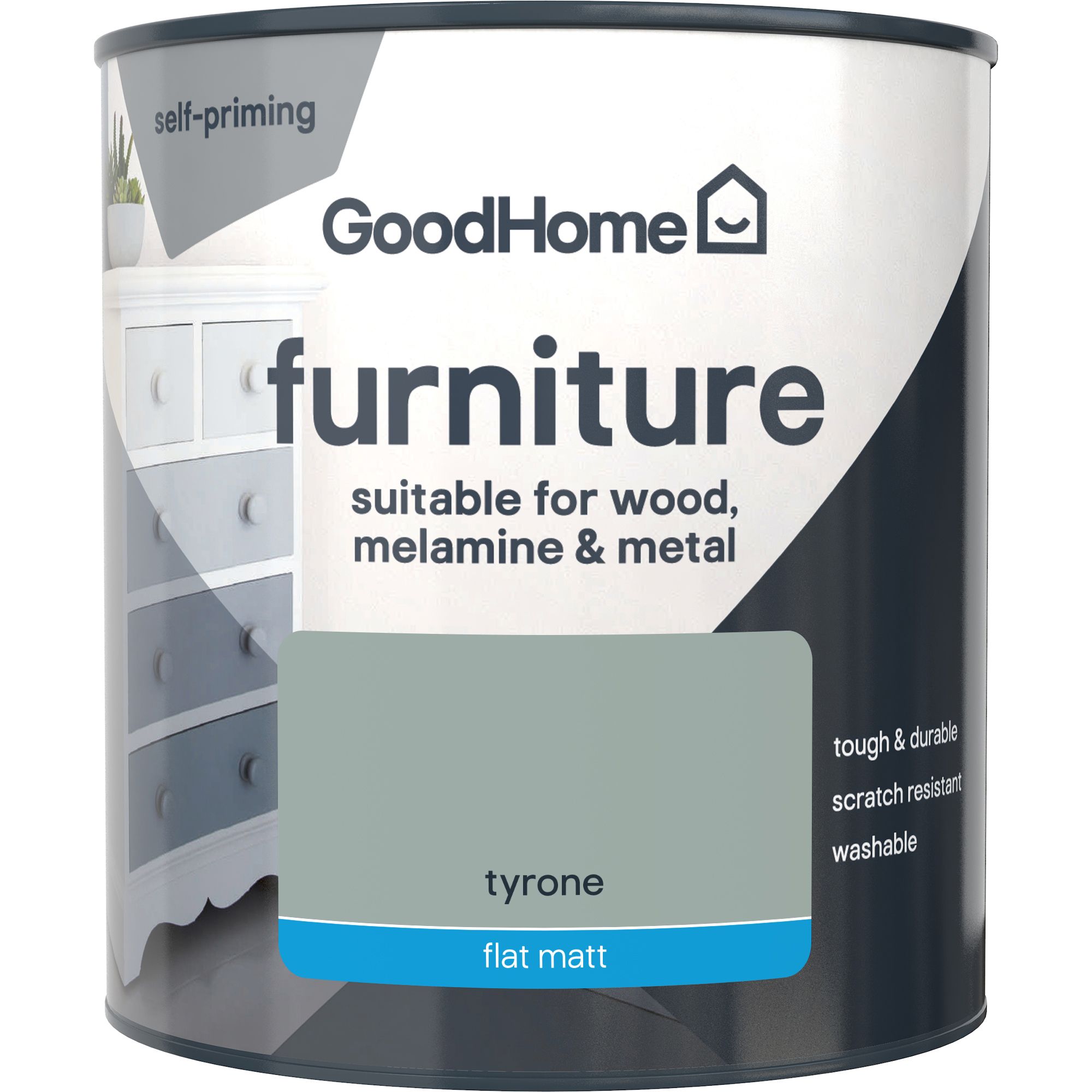 GoodHome Tyrone Flat matt Furniture paint, 500ml