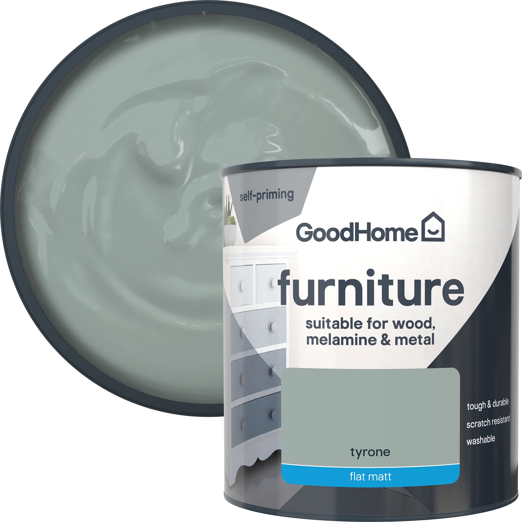 GoodHome Tyrone Flat matt Furniture paint, 500ml