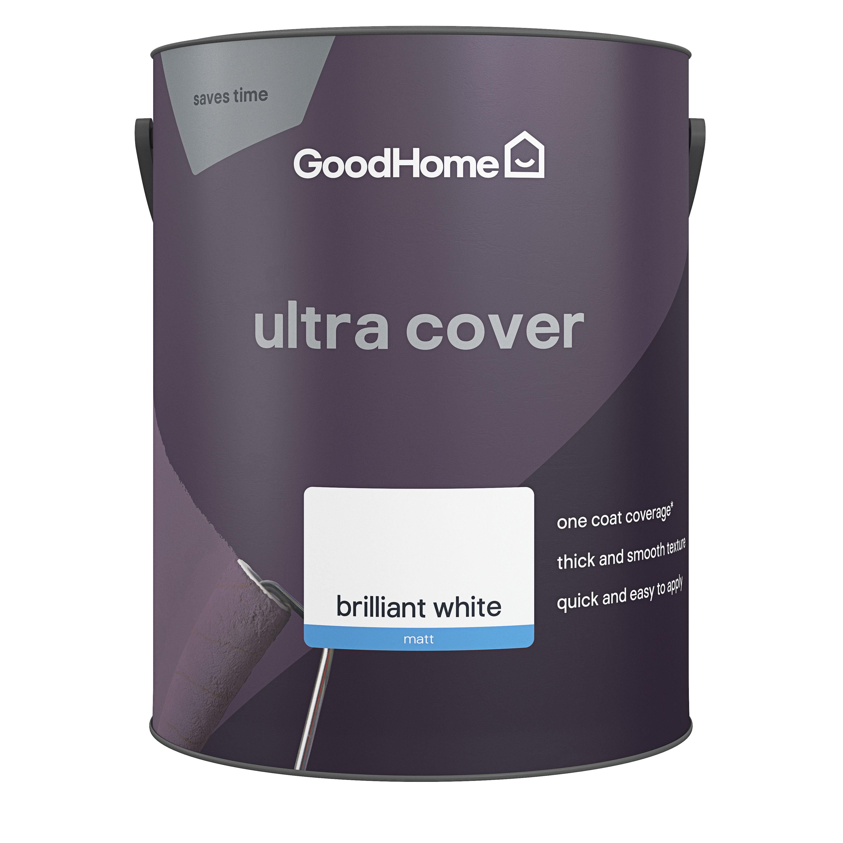 GoodHome Ultra Cover White Matt Emulsion paint, 5L