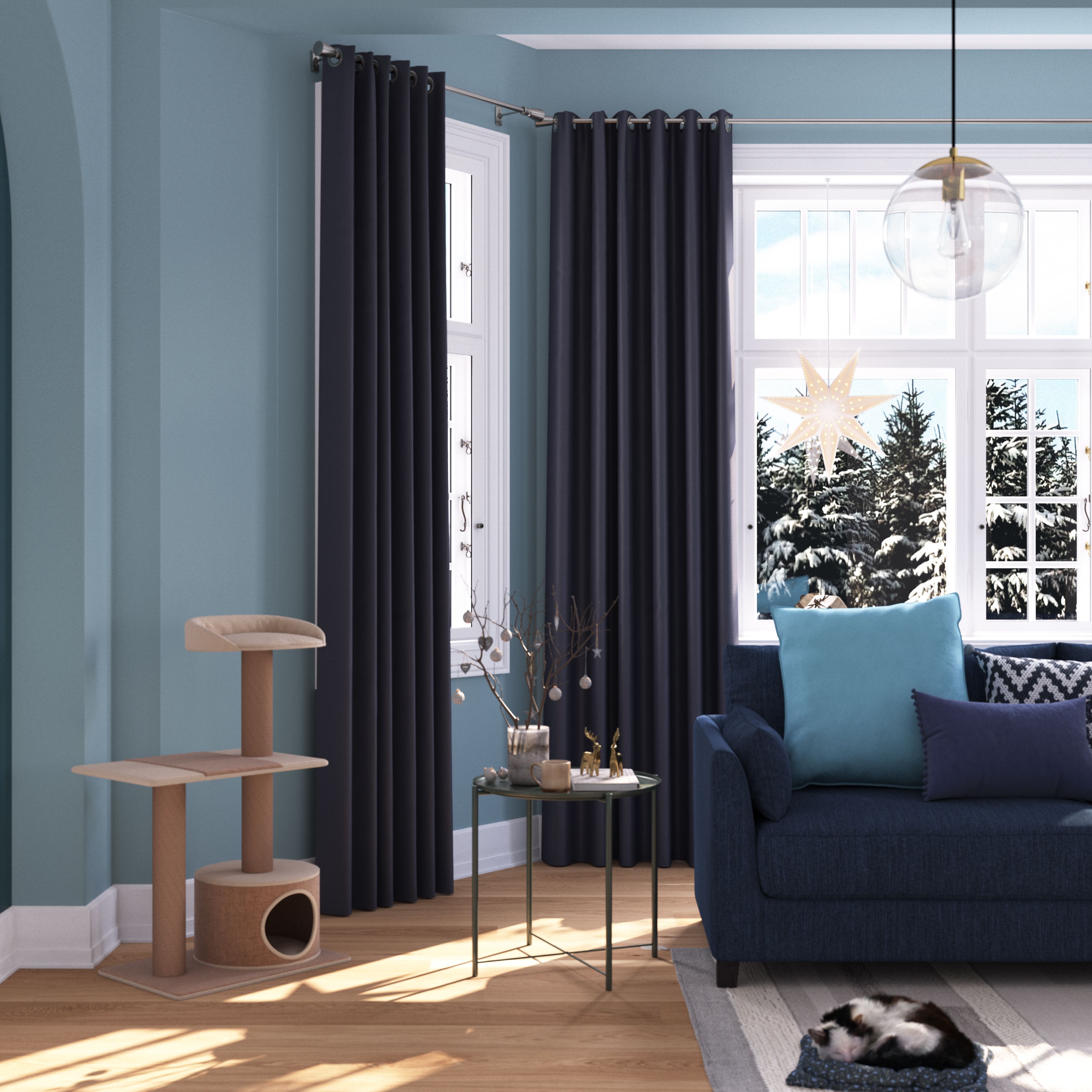 GoodHome Valgreta Deep navy Rectangular Indoor Cushion (L)30cm x (W)500cm