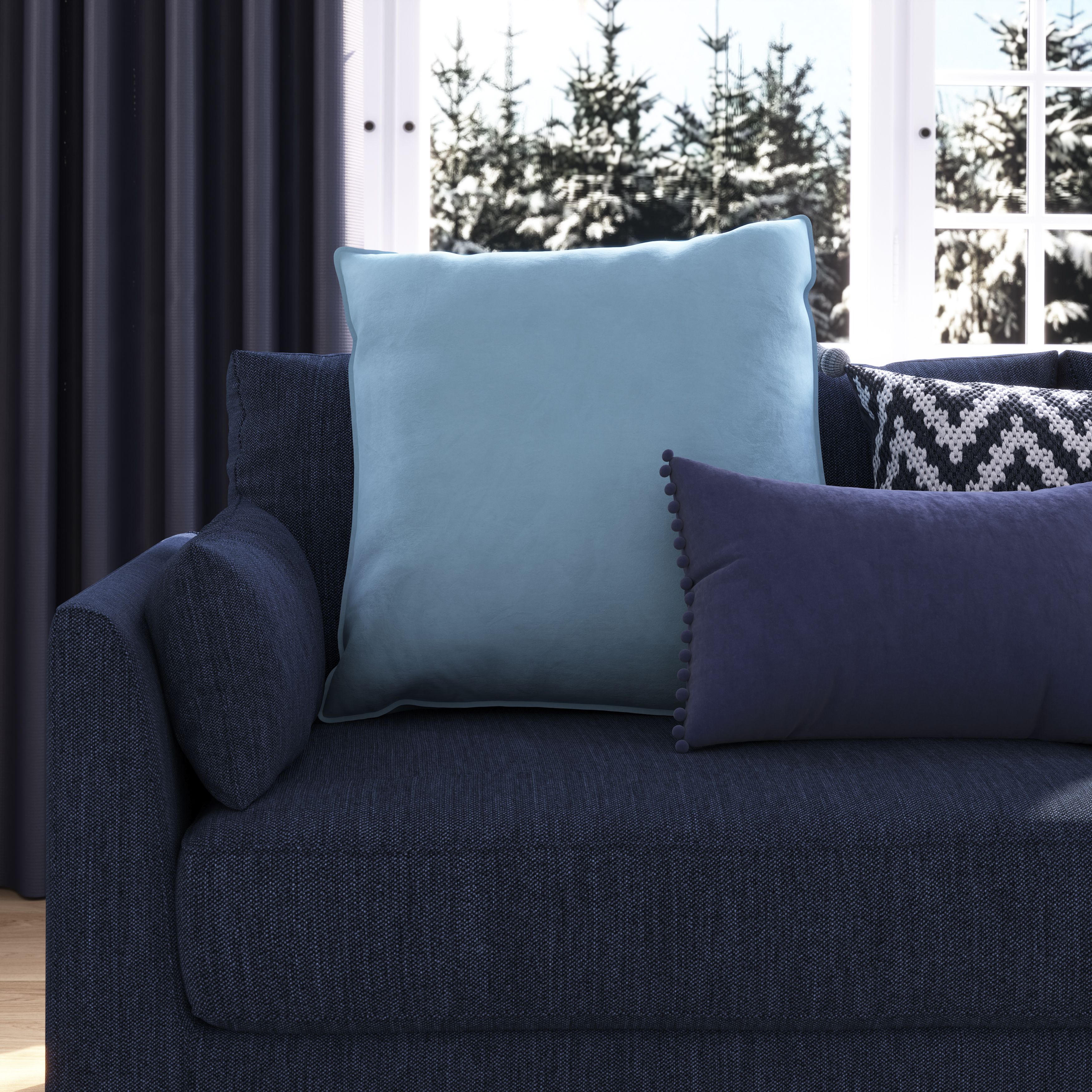 GoodHome Valgreta Deep navy Rectangular Indoor Cushion (L)30cm x (W)500cm