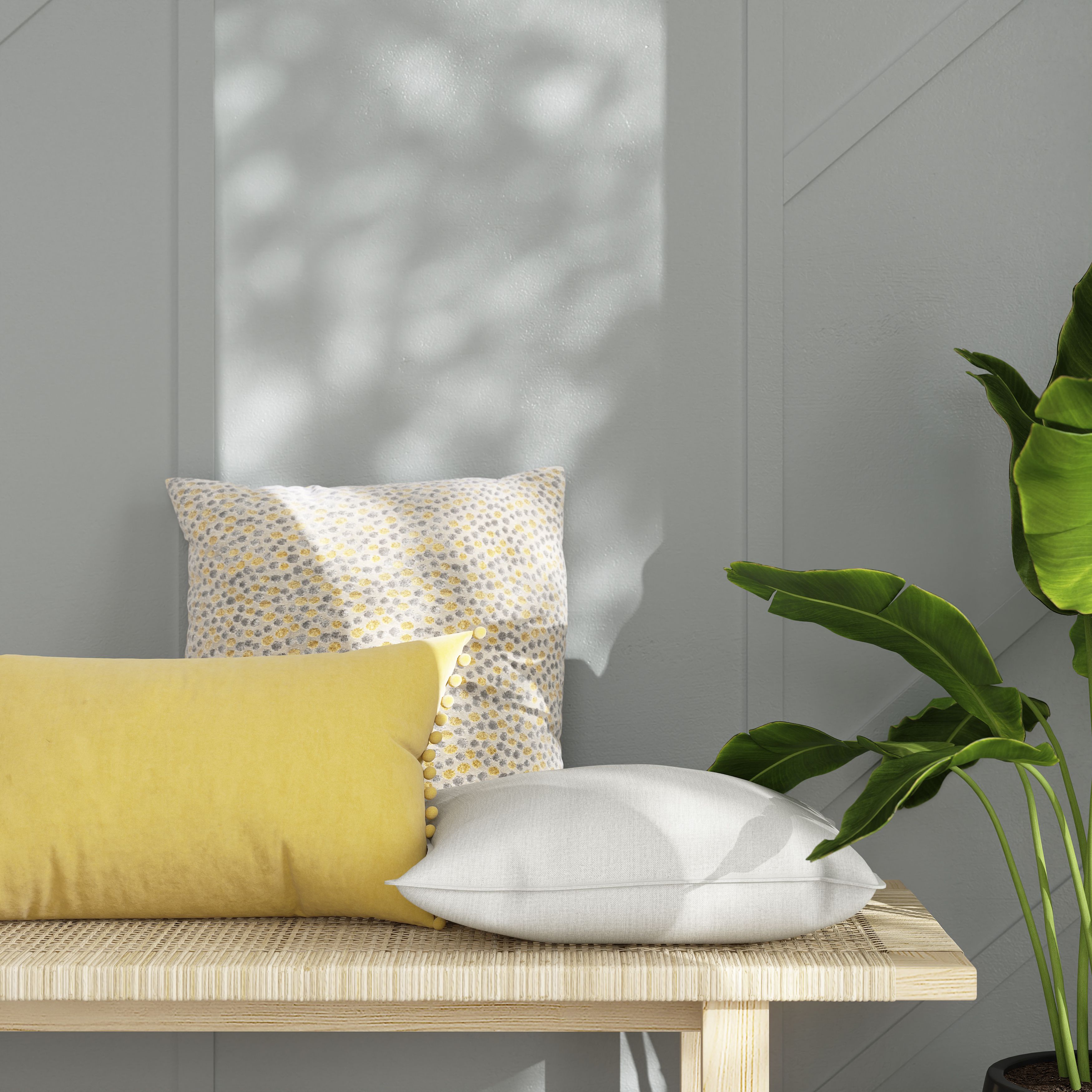 GoodHome Valgreta Yellow Rectangular Indoor Cushion (L)30cm x (W)500cm