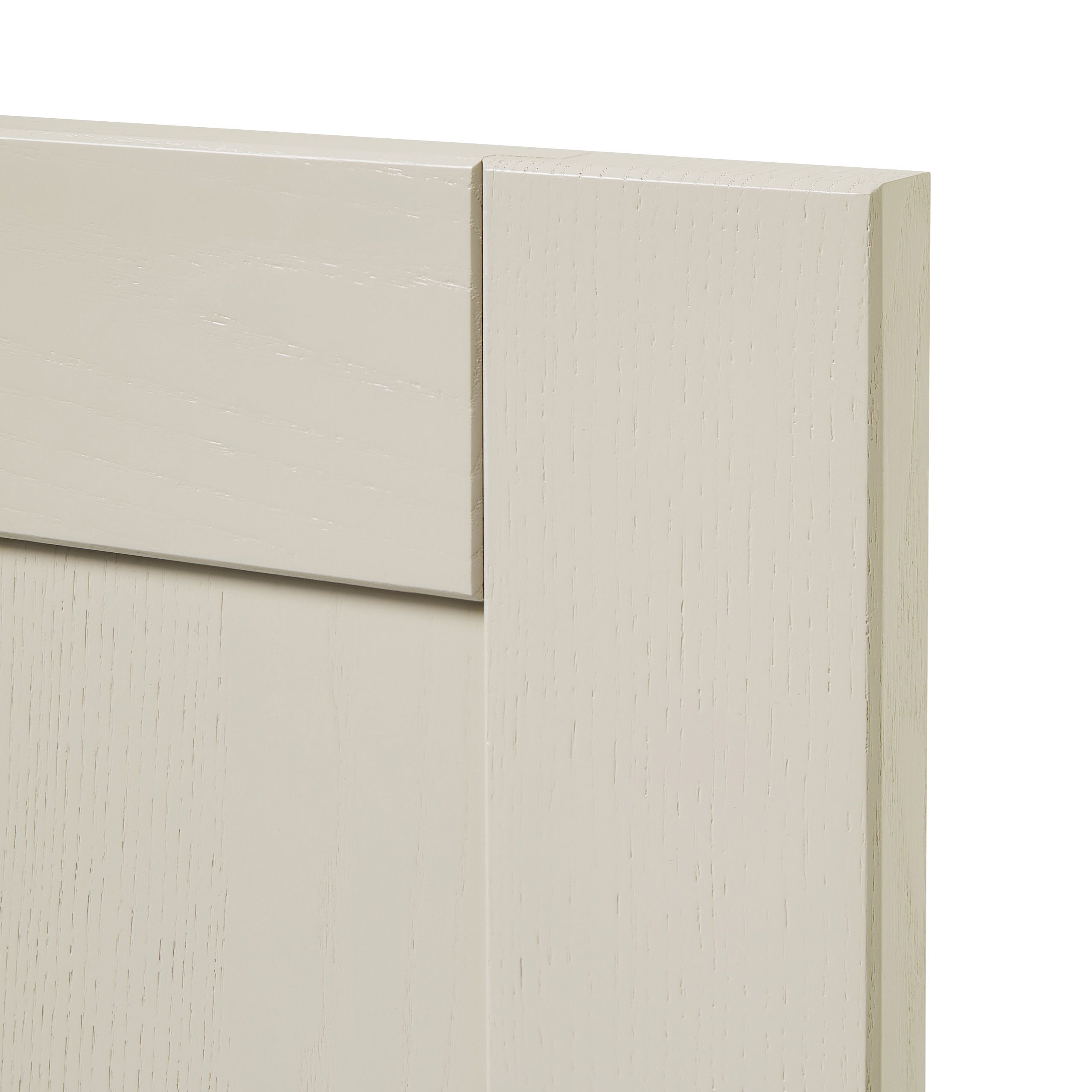 GoodHome Verbena Matt cashmere painted natural ash shaker Highline Cabinet door (W)600mm (H)715mm (T)20mm