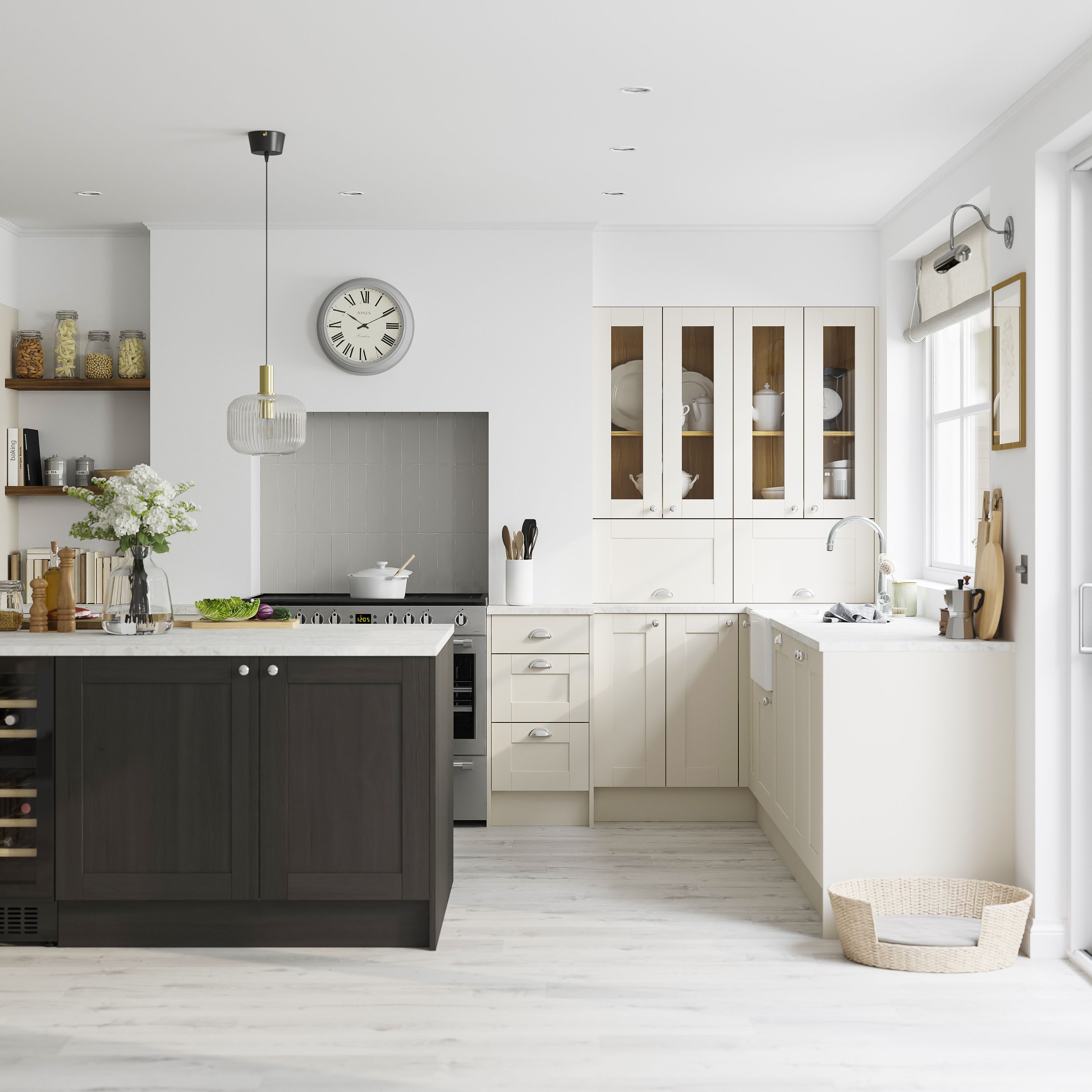 GoodHome Verbena Matt charcoal Shaker Drawer front, bridging door & bi-fold door 400mm