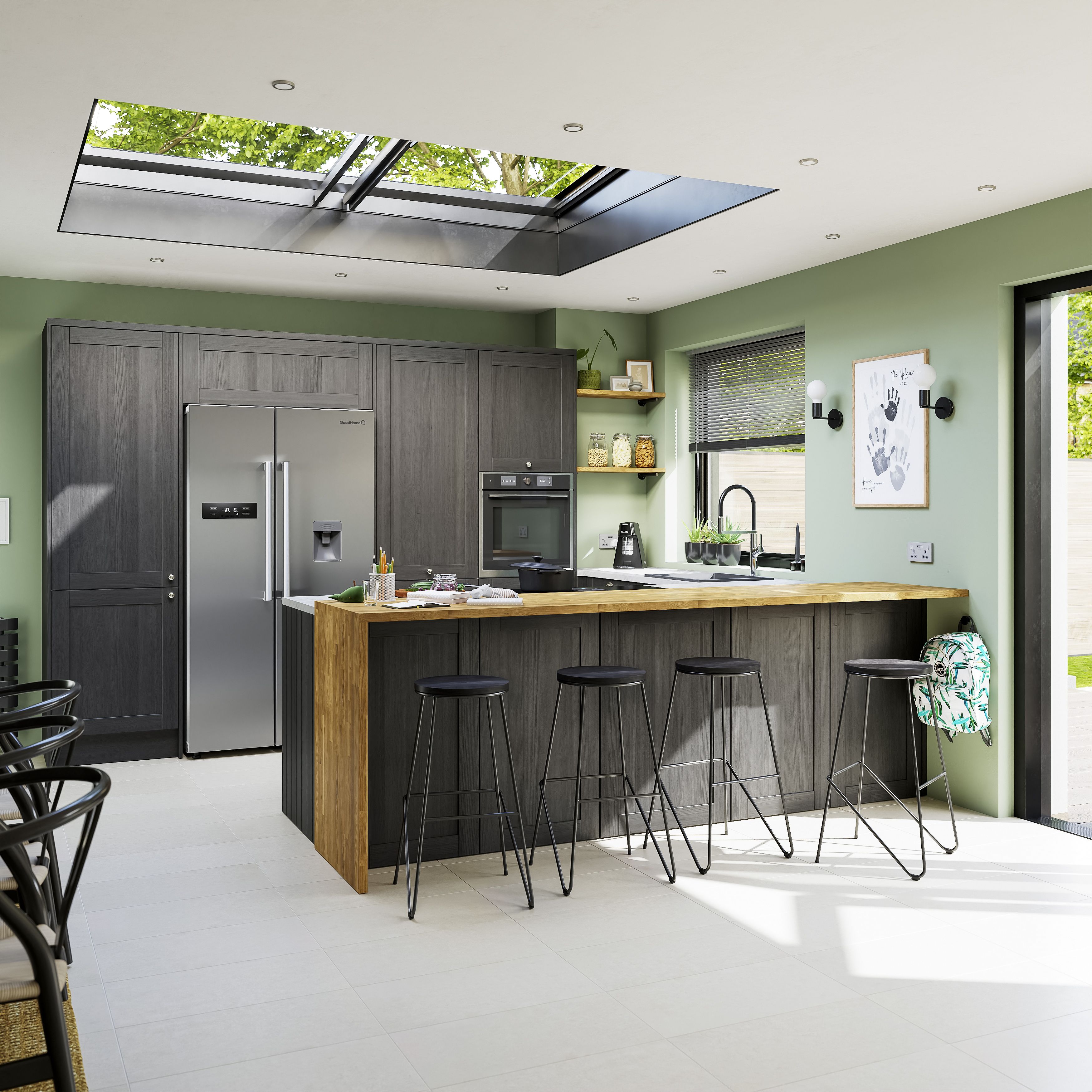 GoodHome Verbena Matt charcoal Shaker Drawer front, bridging door & bi-fold door 400mm