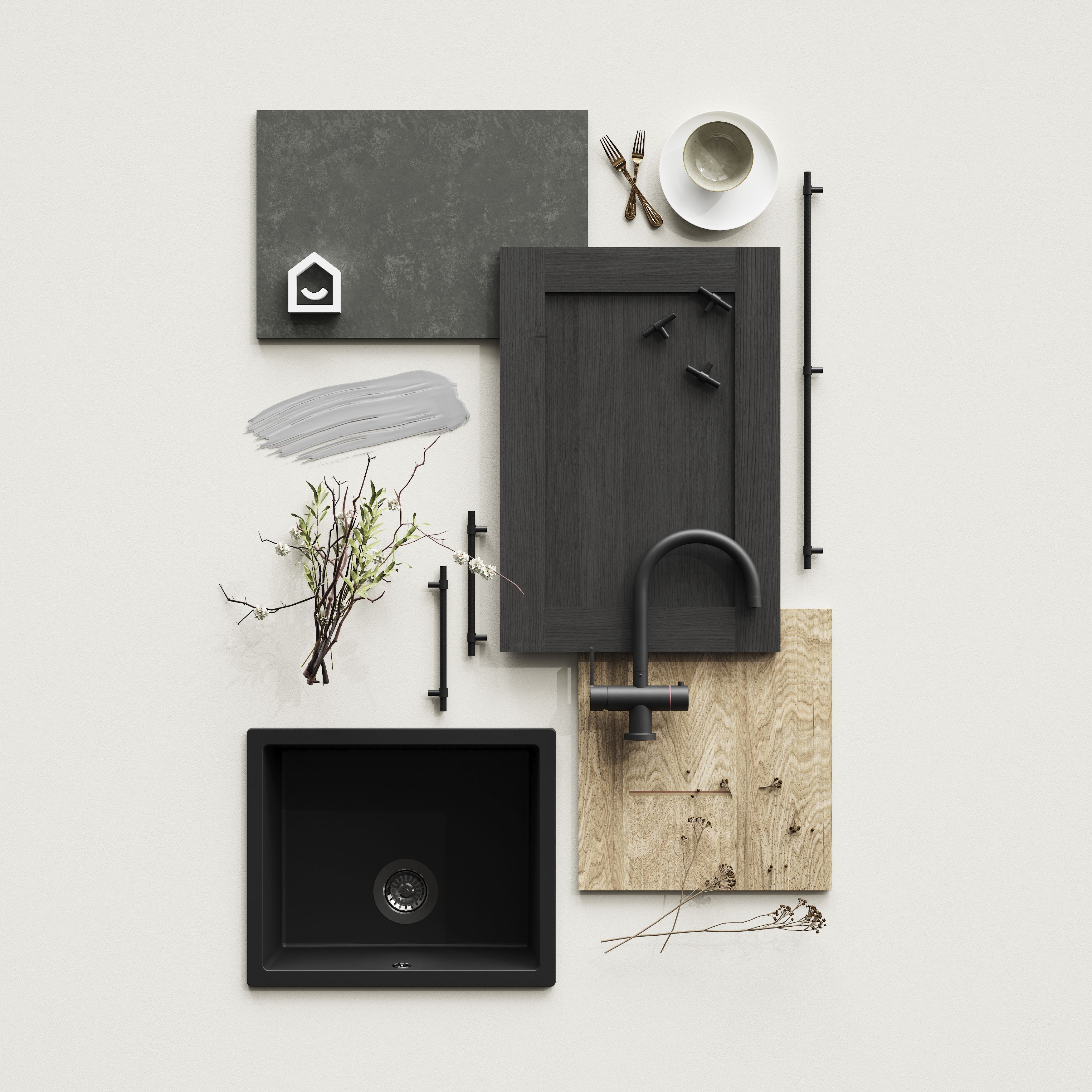GoodHome Verbena Matt charcoal shaker Standard Appliance Filler panel (H)58mm (W)597mm