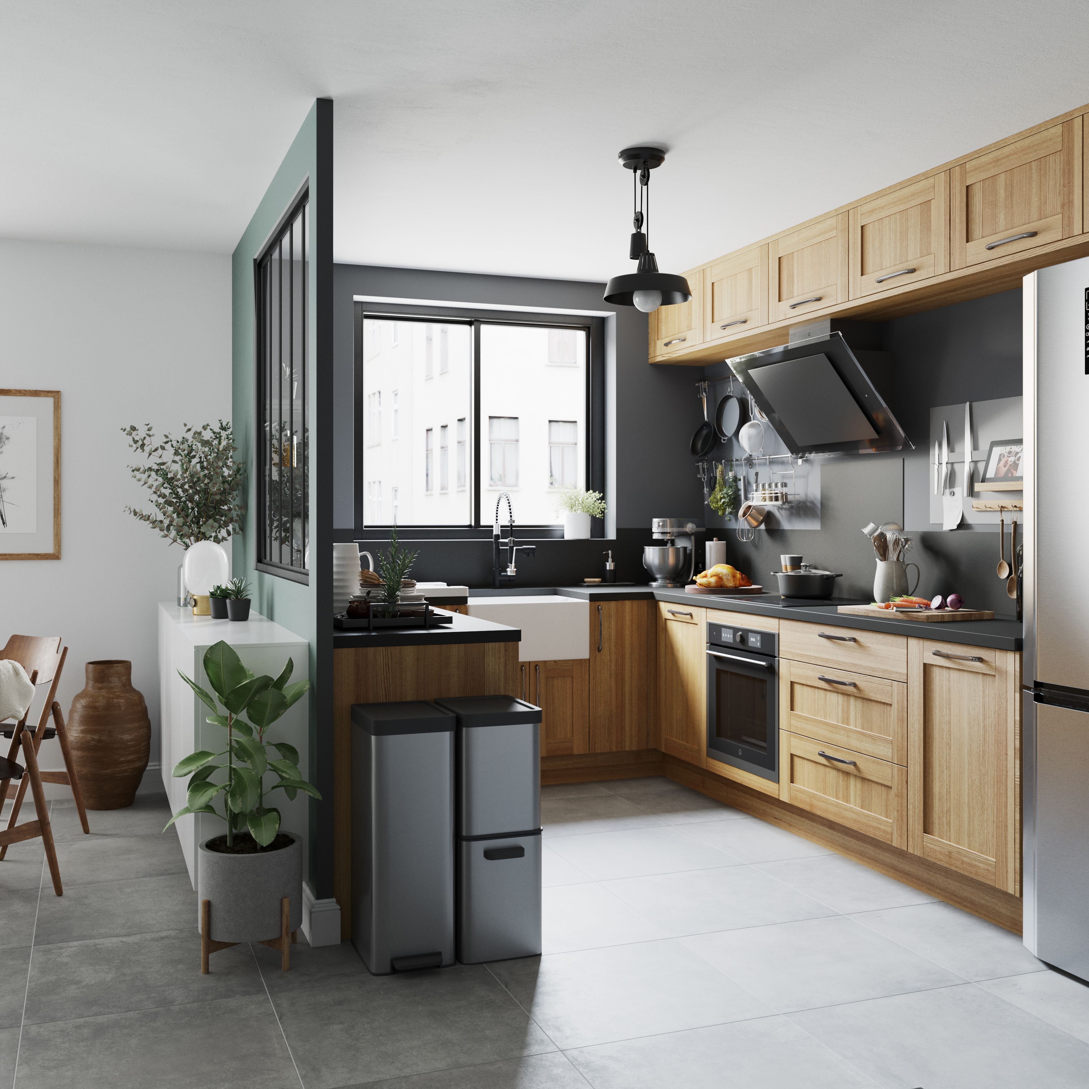 GoodHome Verbena Natural oak shaker Full height Drawer front, bridging door & bi fold door, (W)1000mm (H)356mm (T)20mm