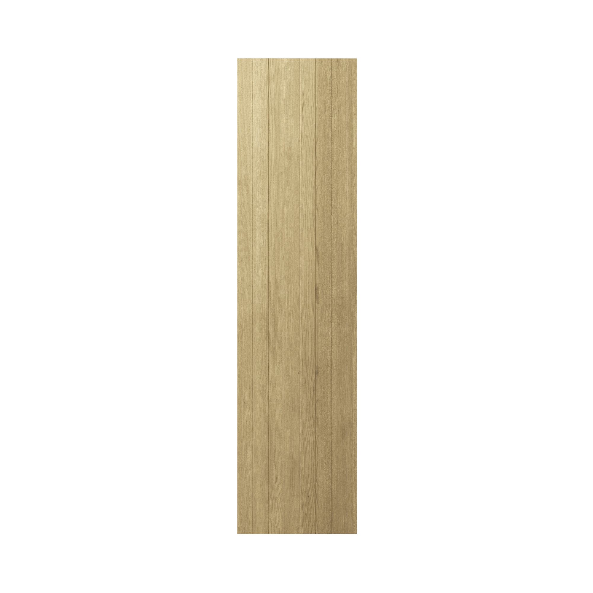 GoodHome Verbena Natural oak shaker Tall Appliance & larder Appliance Clad on end panel (H)2400mm (W)610mm
