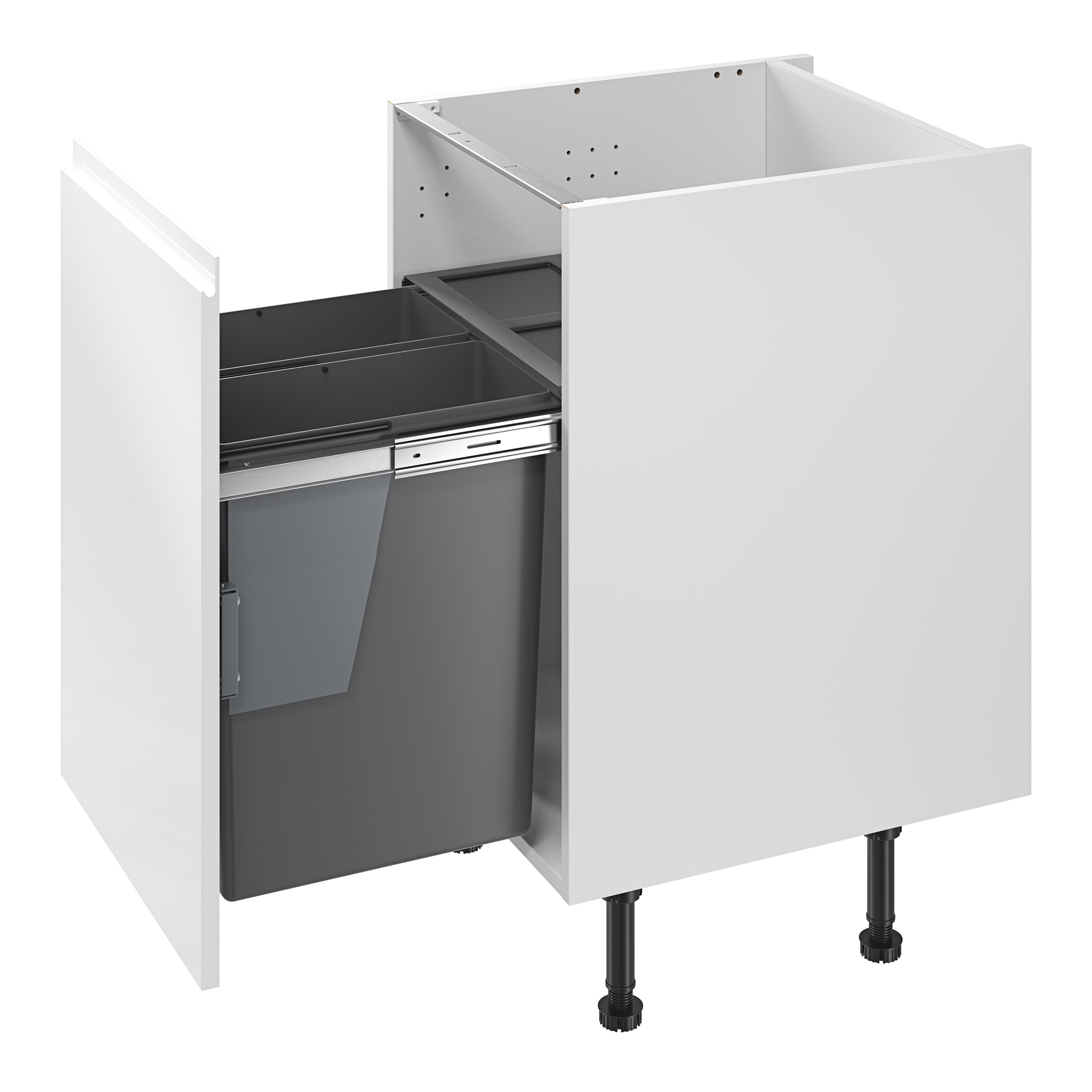 GoodHome Vigote Anthracite Silver effect Integrated Kitchen Pull-out bin, - 58L