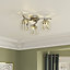 GoodHome Vintage Glass & metal Chrome effect 3 Lamp Ceiling light