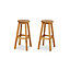 GoodHome Virginia Natural Stool, Pack of 2