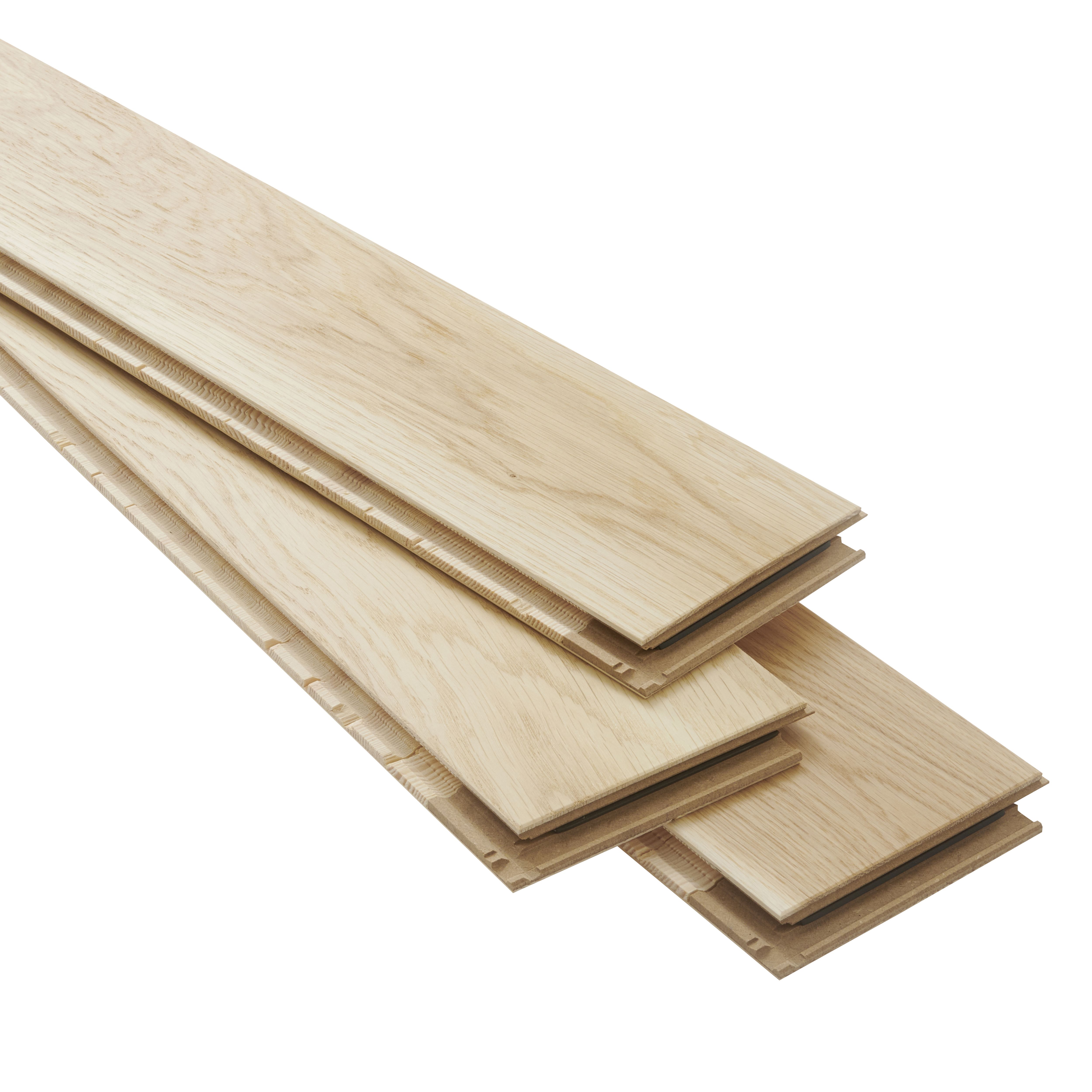 GoodHome Visby Modern Blond Oak effect Engineered Real wood top layer flooring Sample