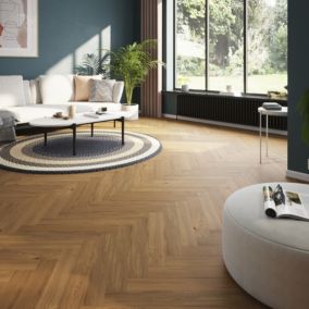 GoodHome Visby Oak Real wood top layer flooring, 1.94m² Pack of 36