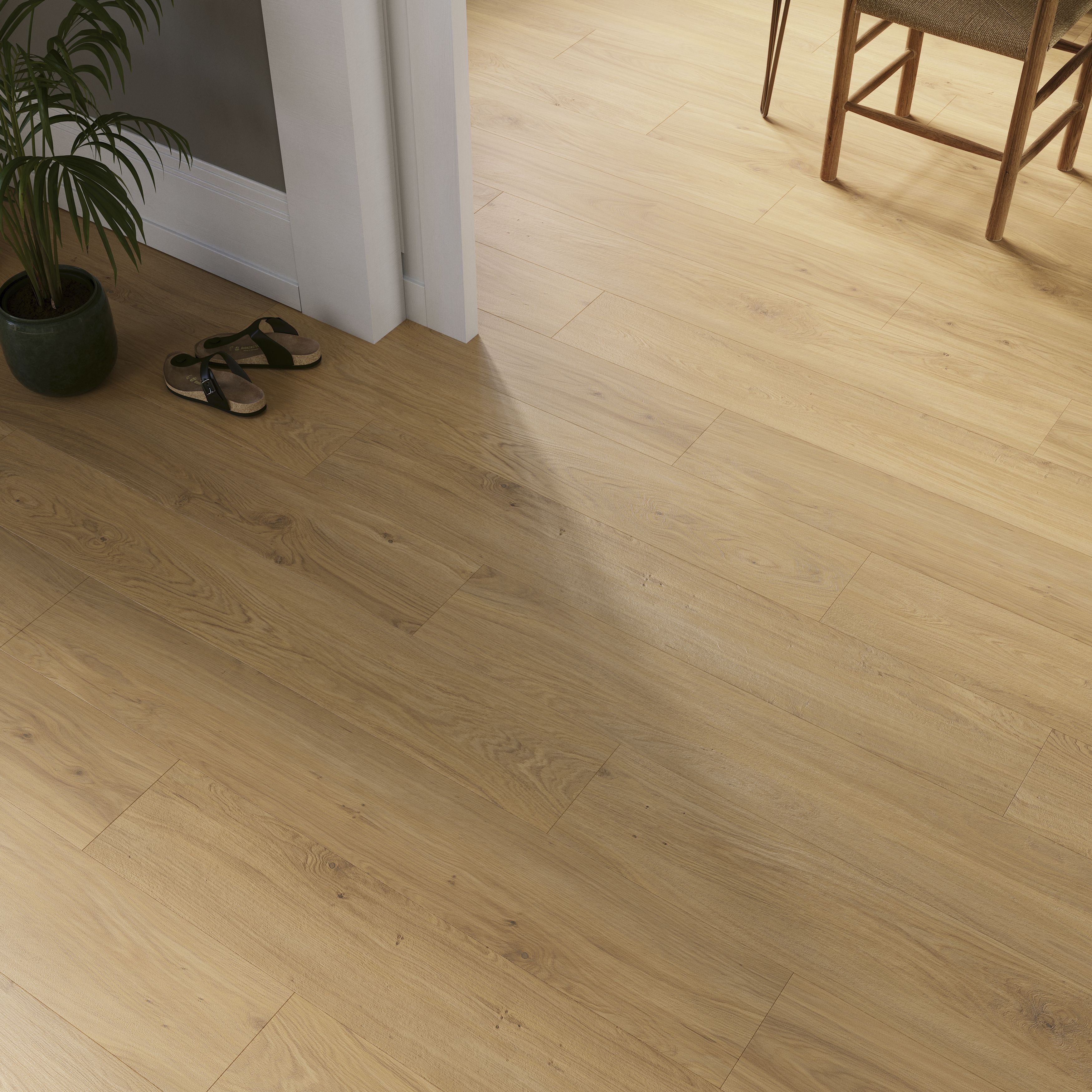 GoodHome Visby Pure Honey Wood effect Laminate Flooring Sample