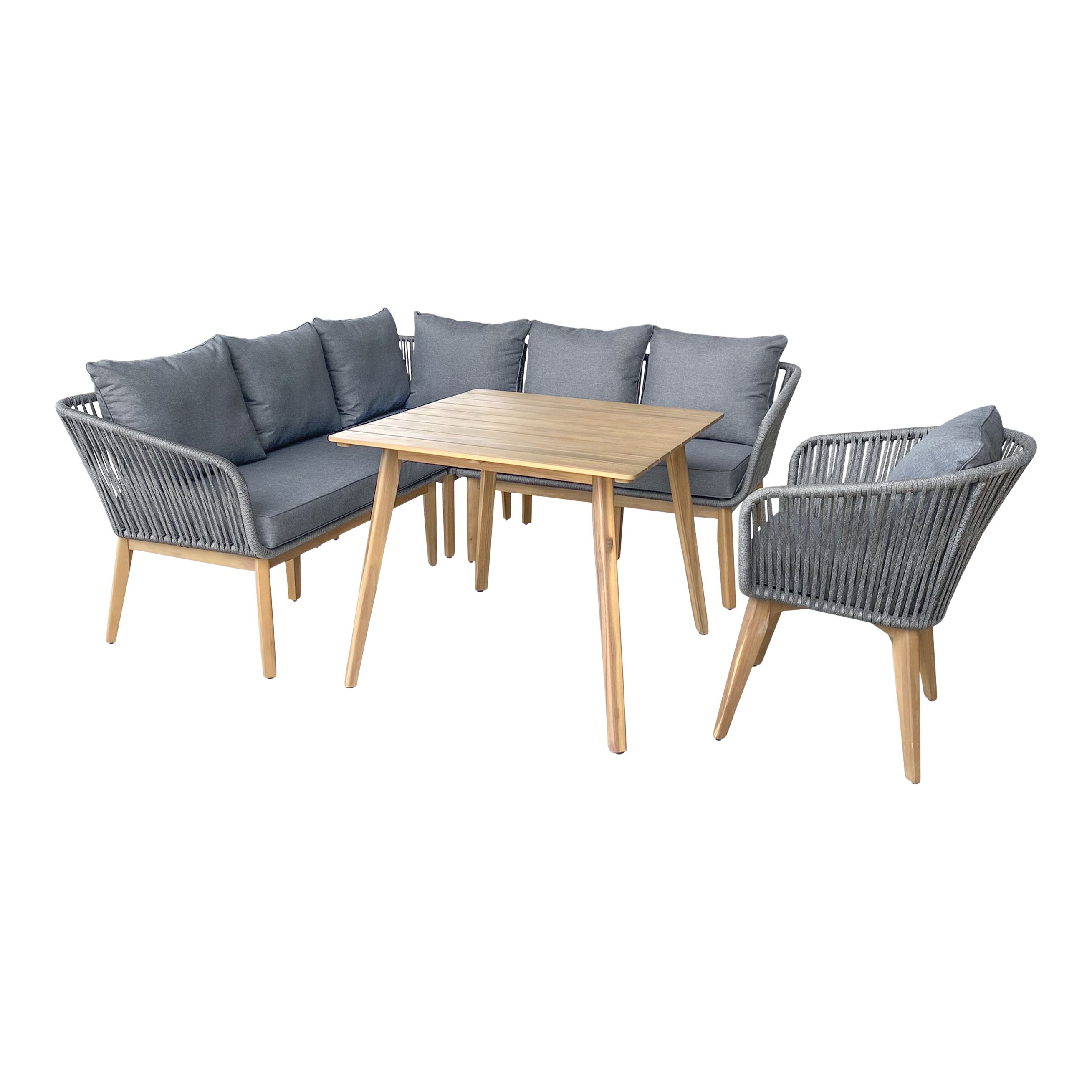 GoodHome Vitello Grey 6 Seater Modular corner Dining set